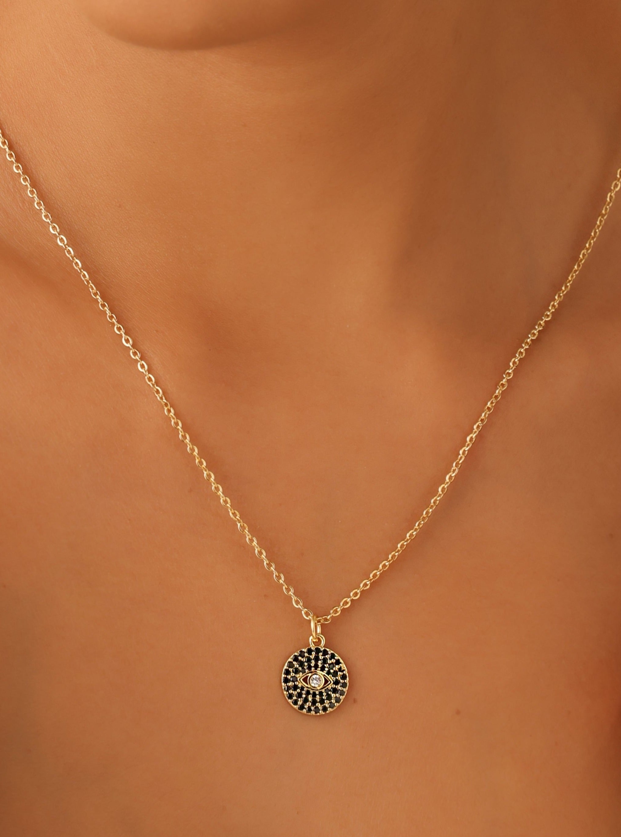 Black Mini Evil Eye Necklace