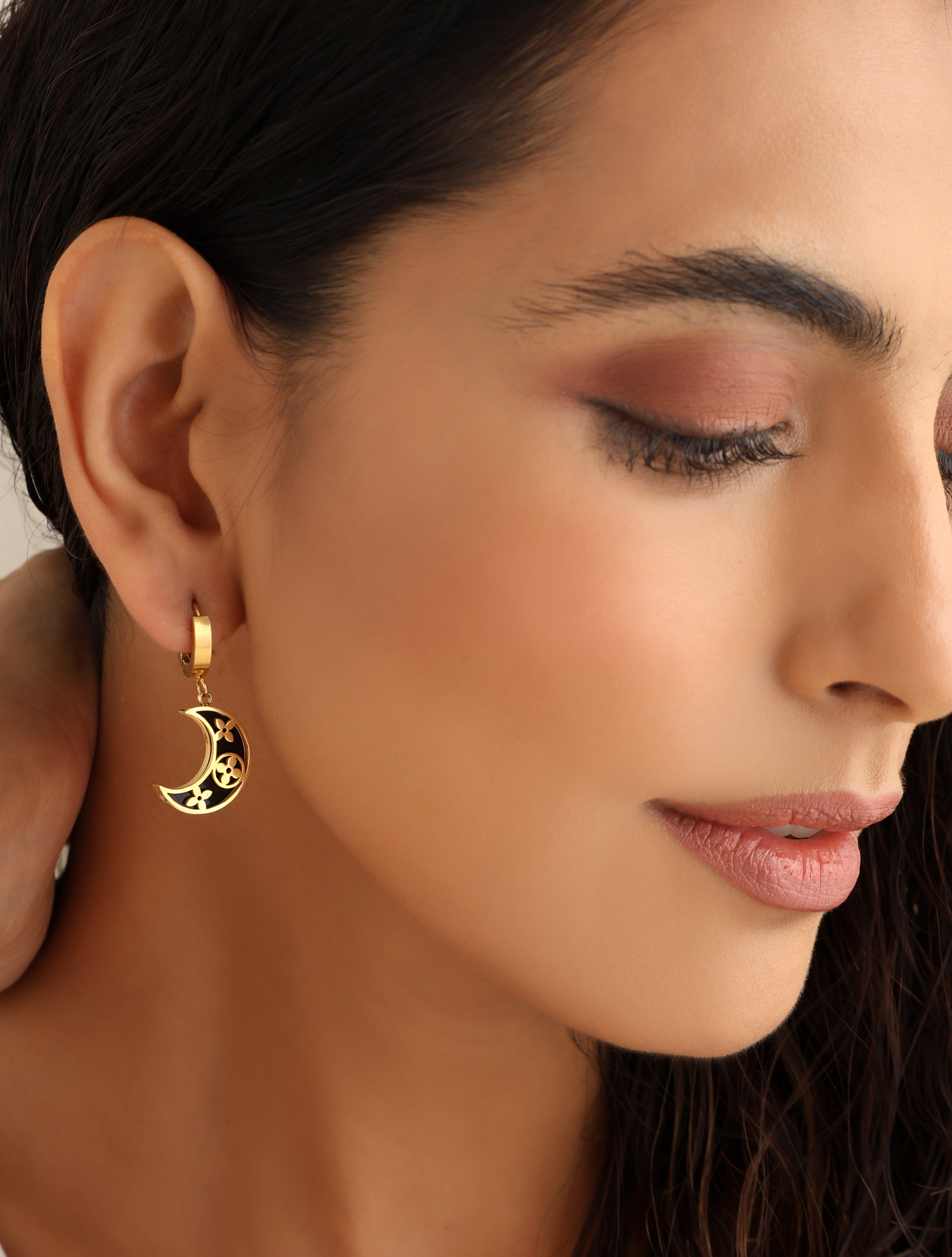 Black Moon Clover Earrings