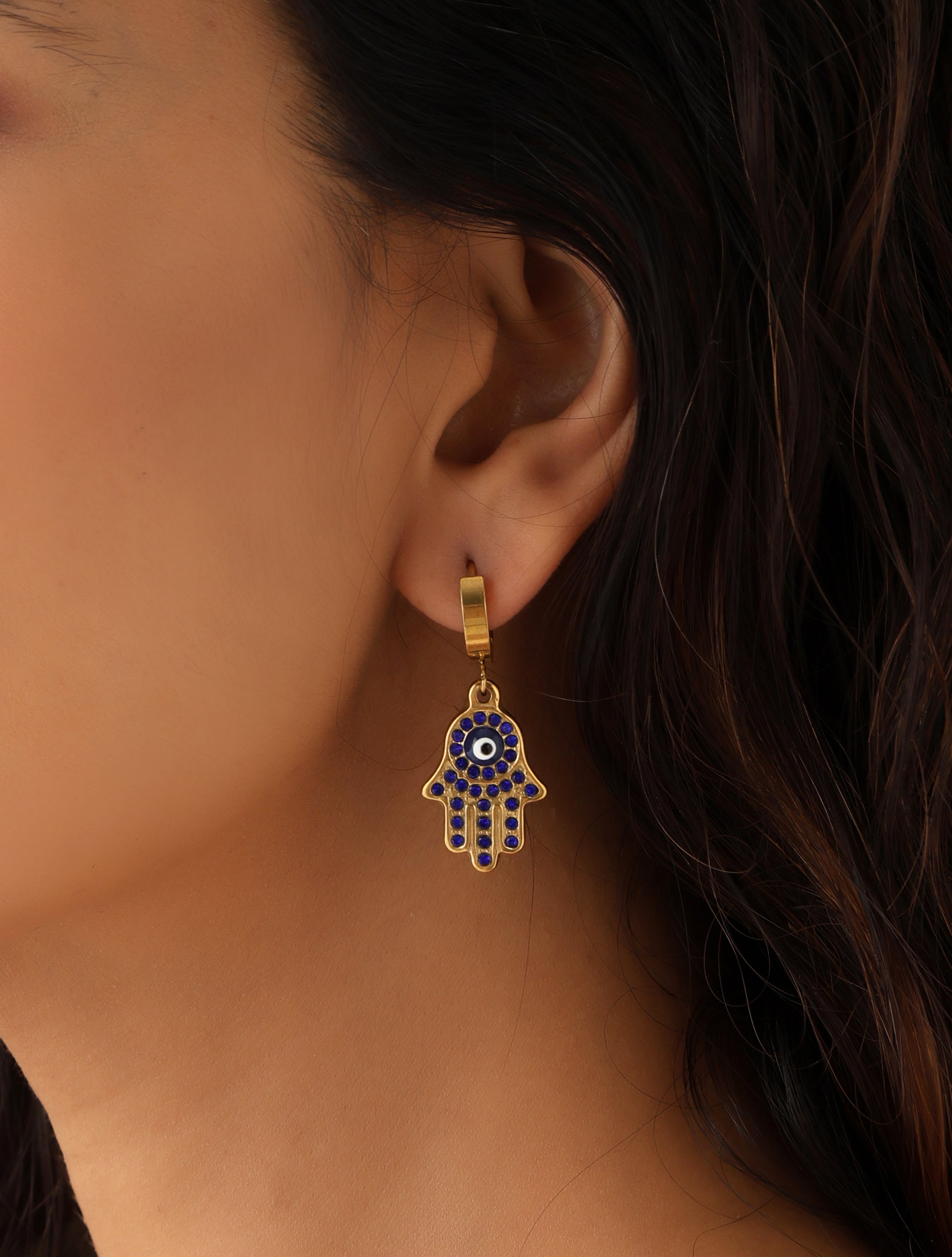 Turkish Blue Hamsa Earrings