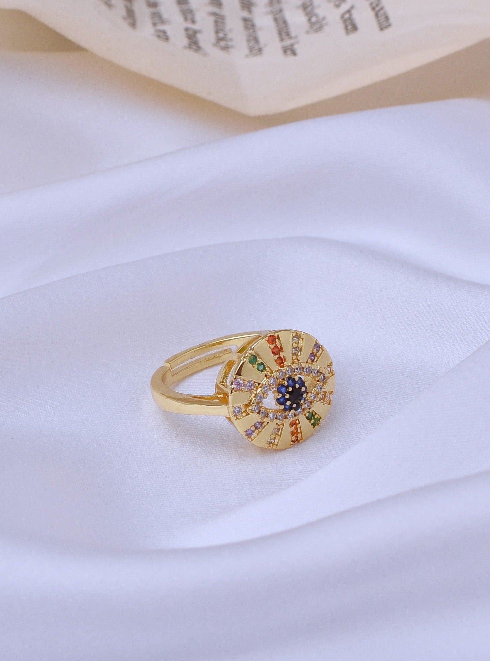 Medallion Evil Eye Ring