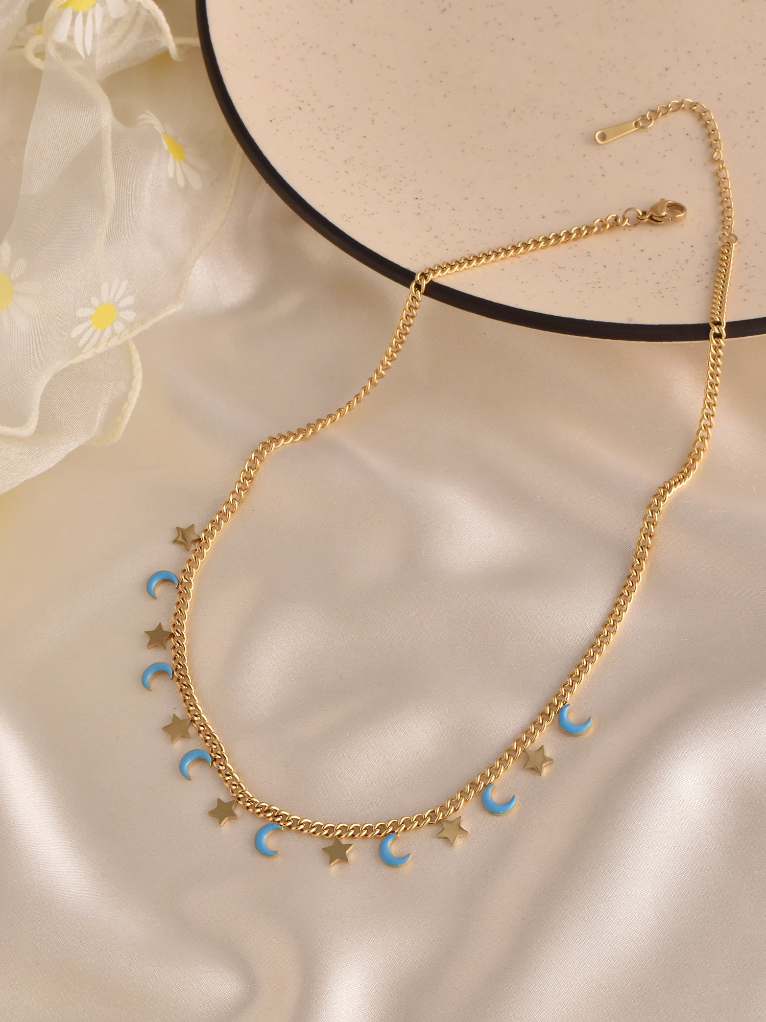Aqua Moon & Star Necklace