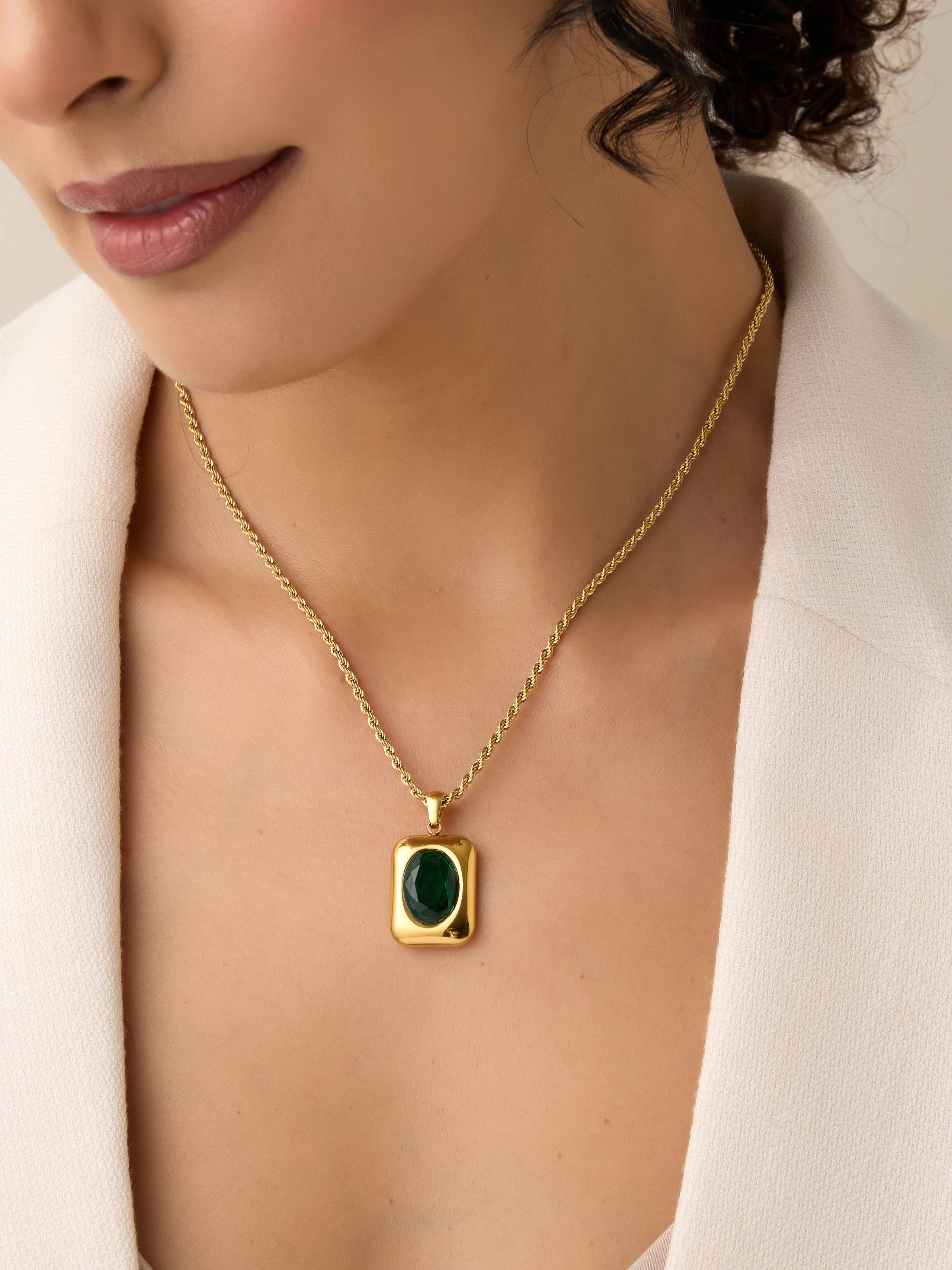 Klissaa Large Emerald Necklace