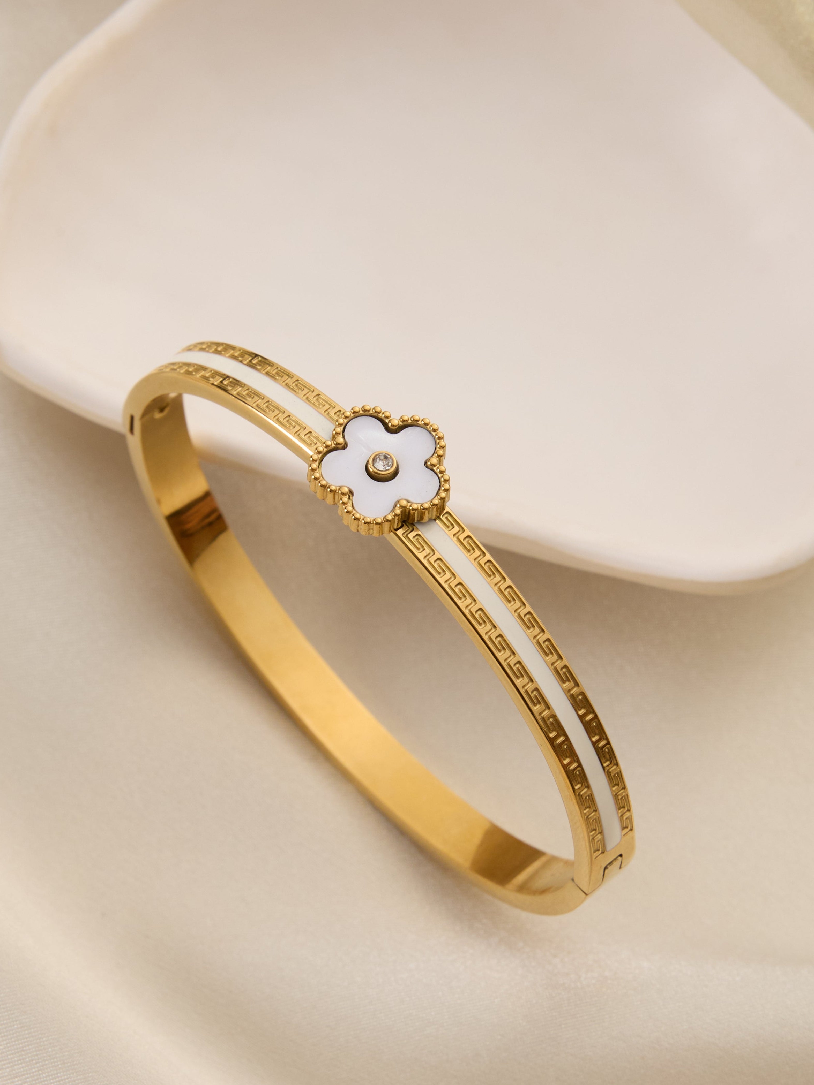 White Floral Bangle