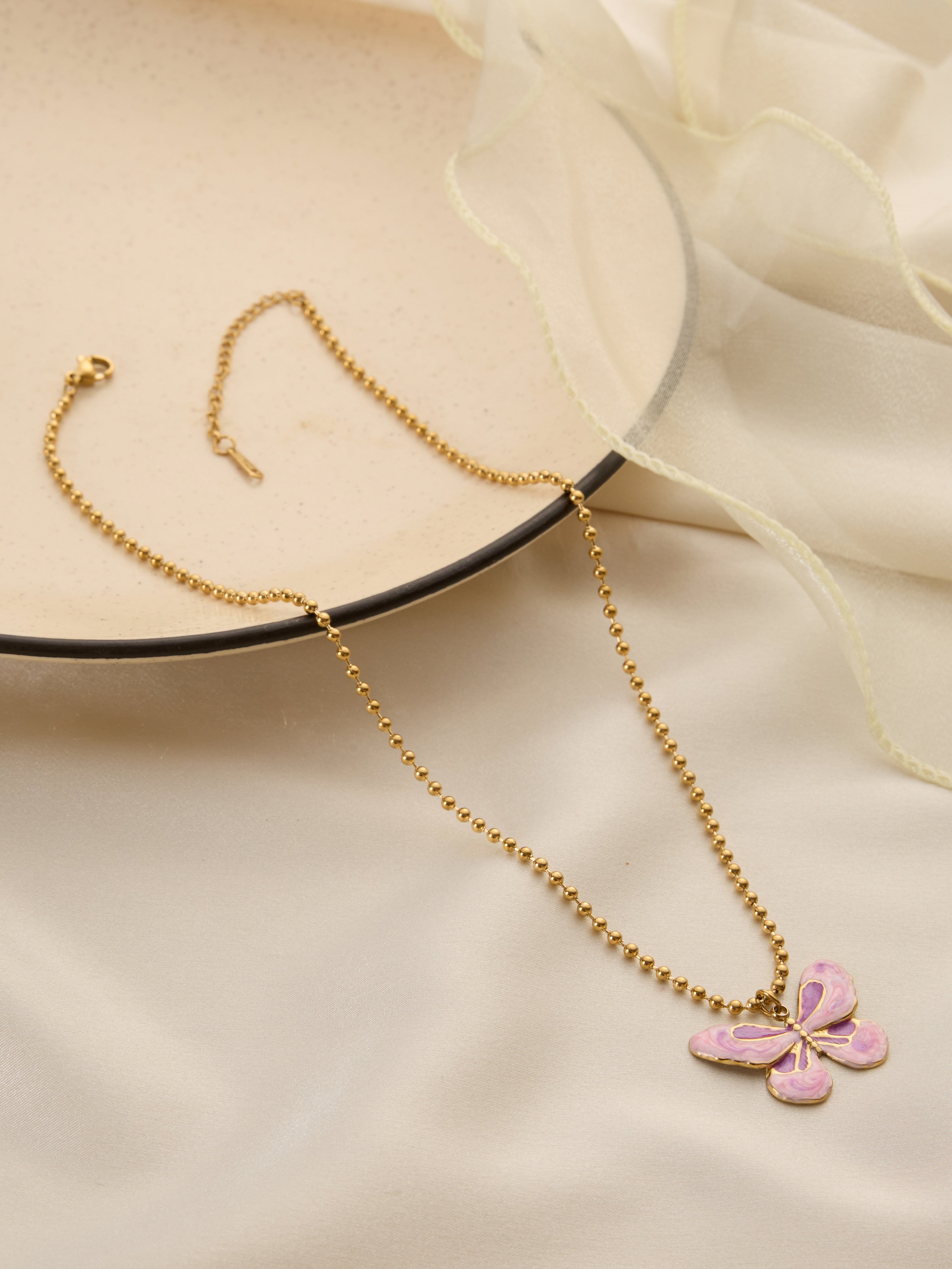Pink Butterfly Necklace