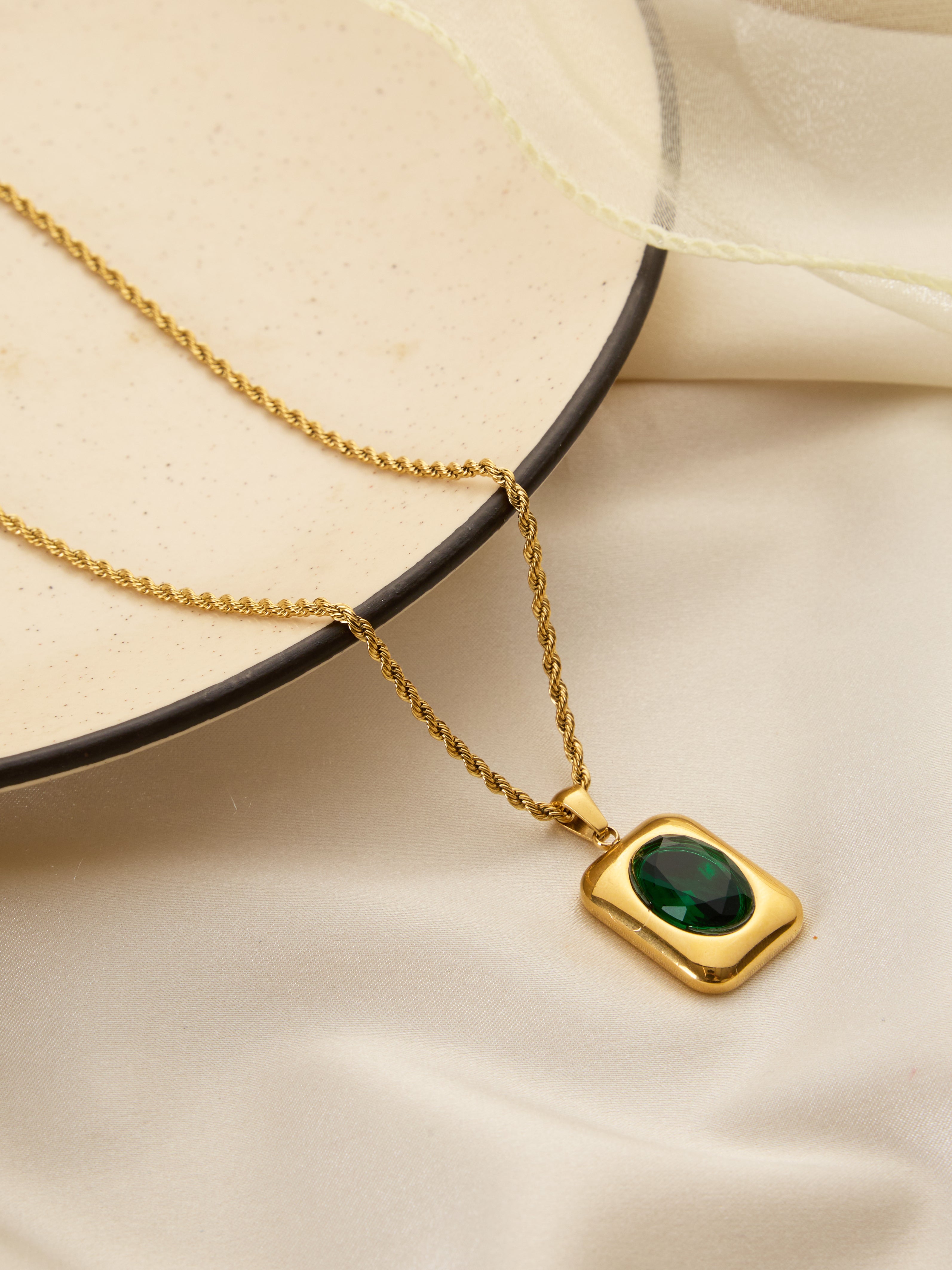 Klissaa Large Emerald Necklace