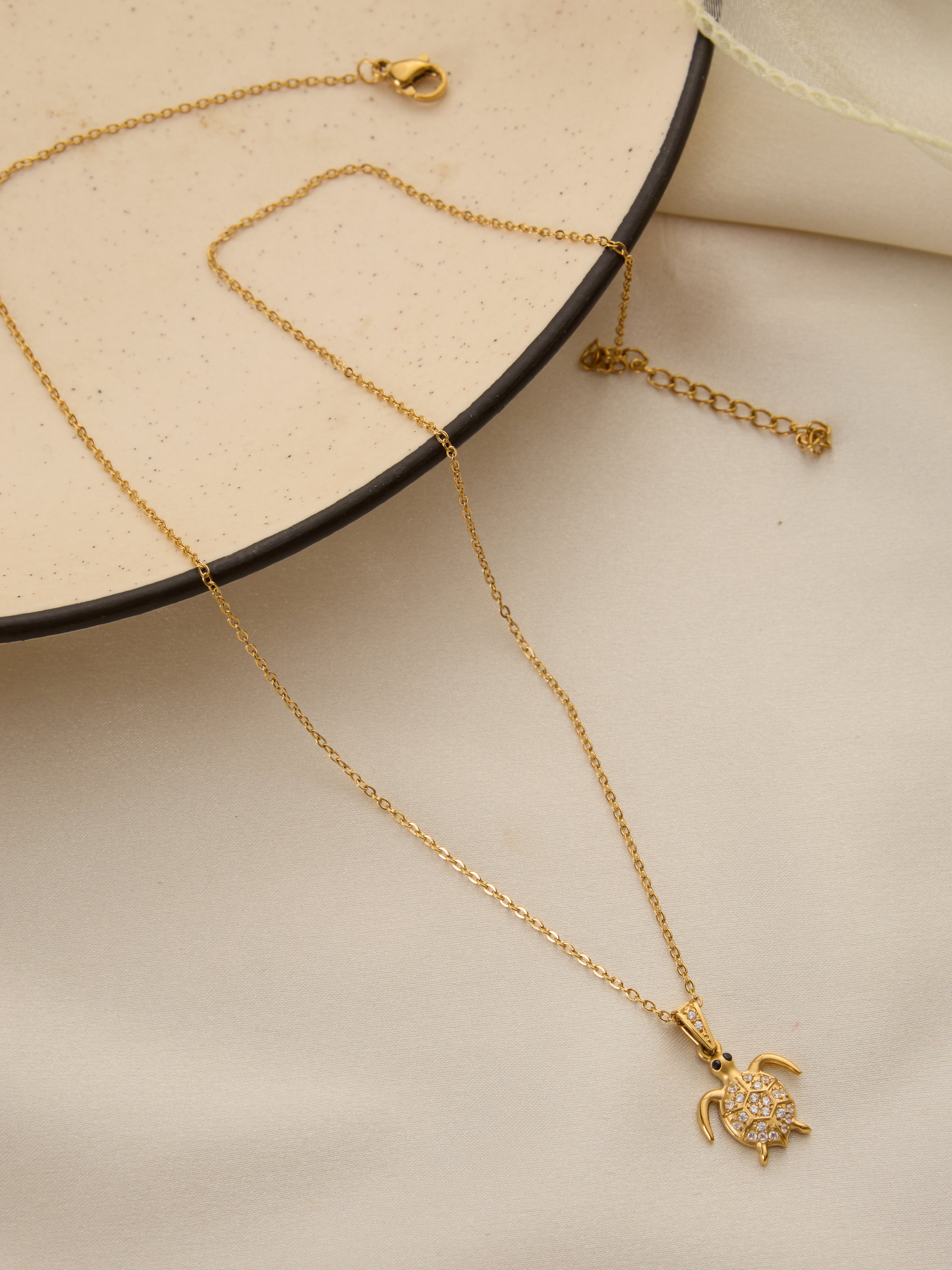 Classic Diamond Turtle Necklace