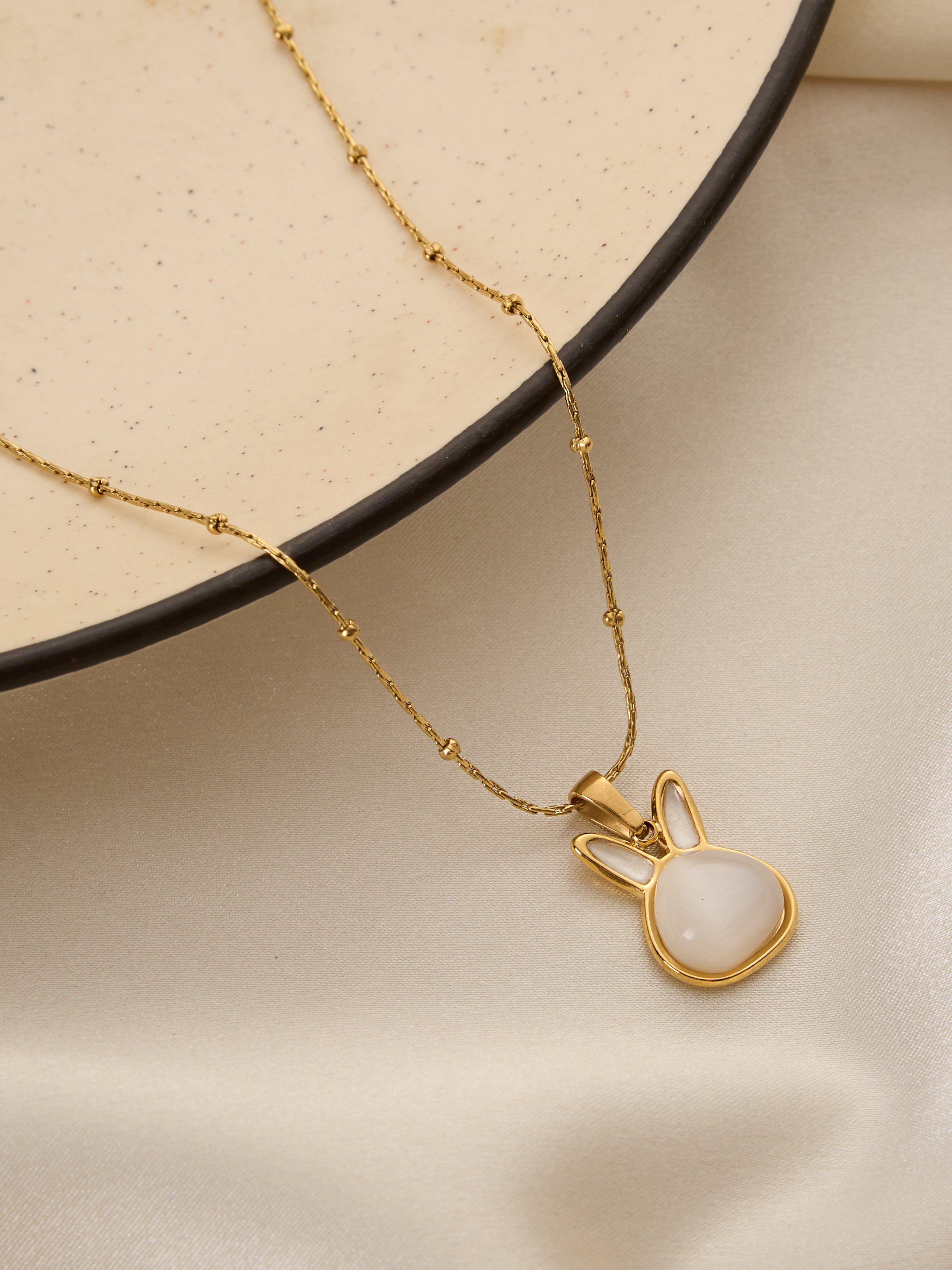 Natural Stone Bunny Necklace