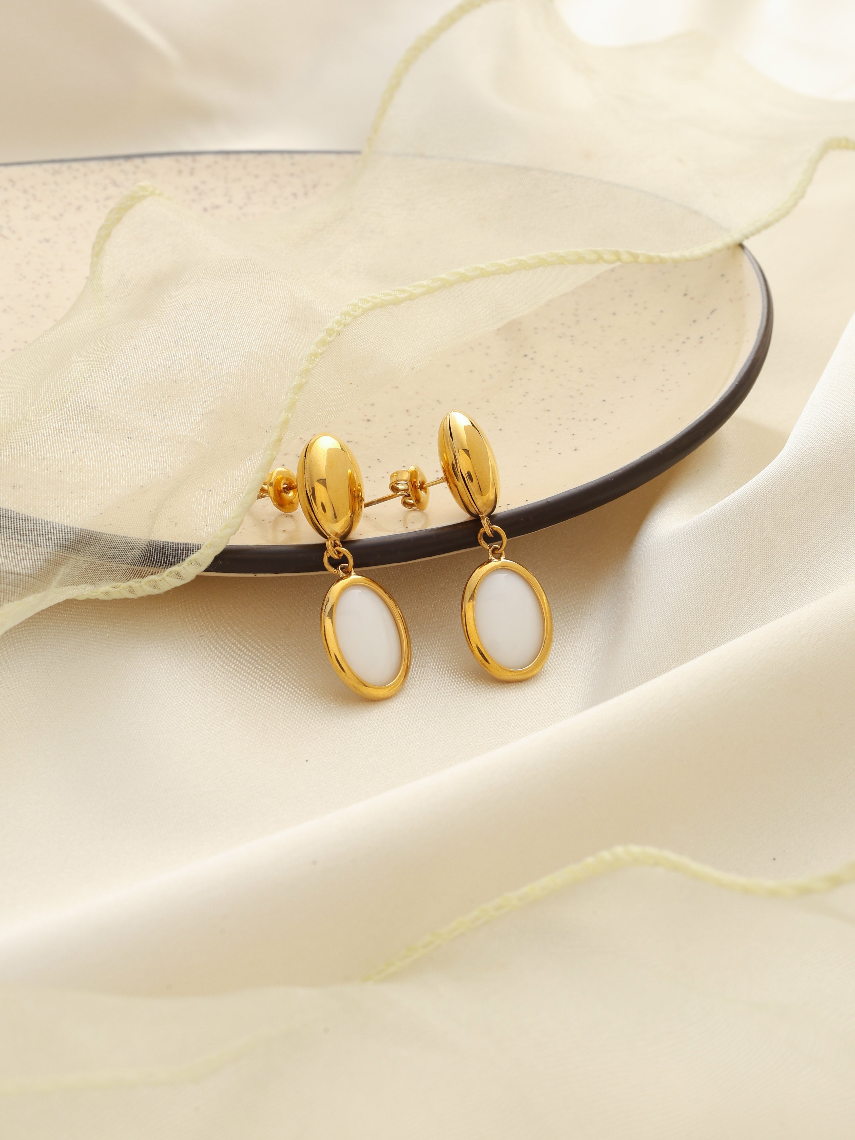 White Opal Earrings