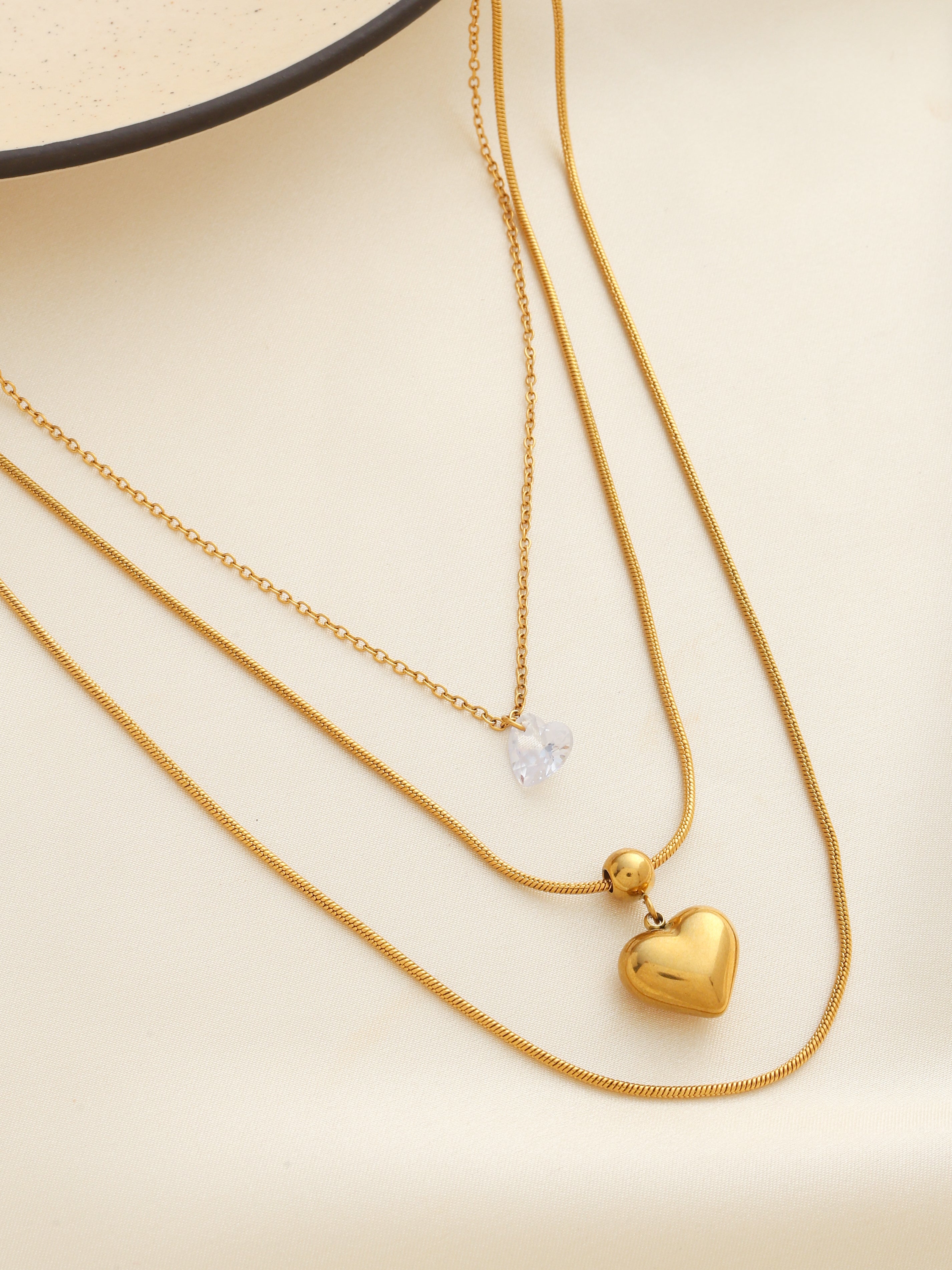 Waterproof Layered Heart Necklace