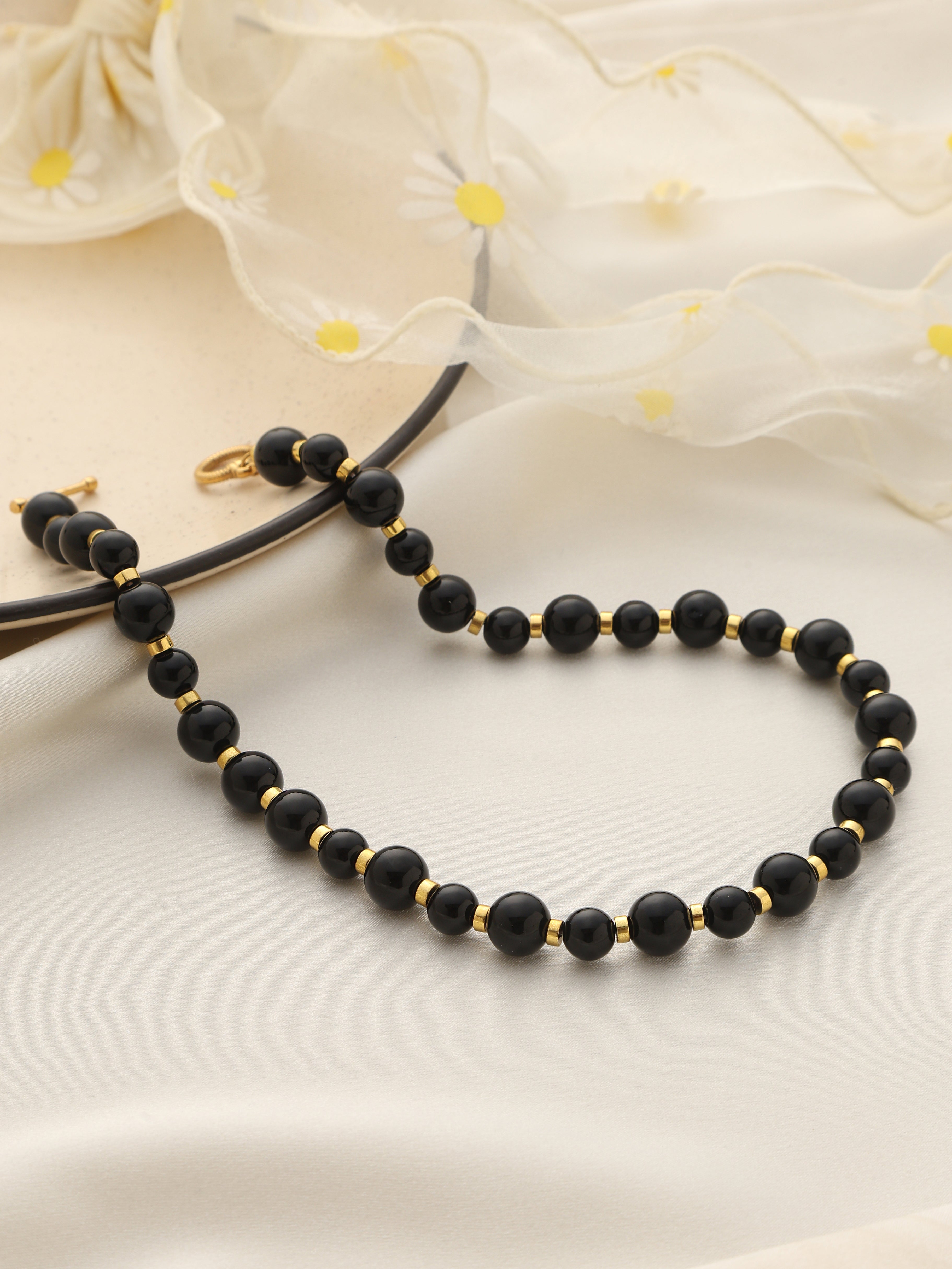 Titanium Steel Black Onyx Necklace