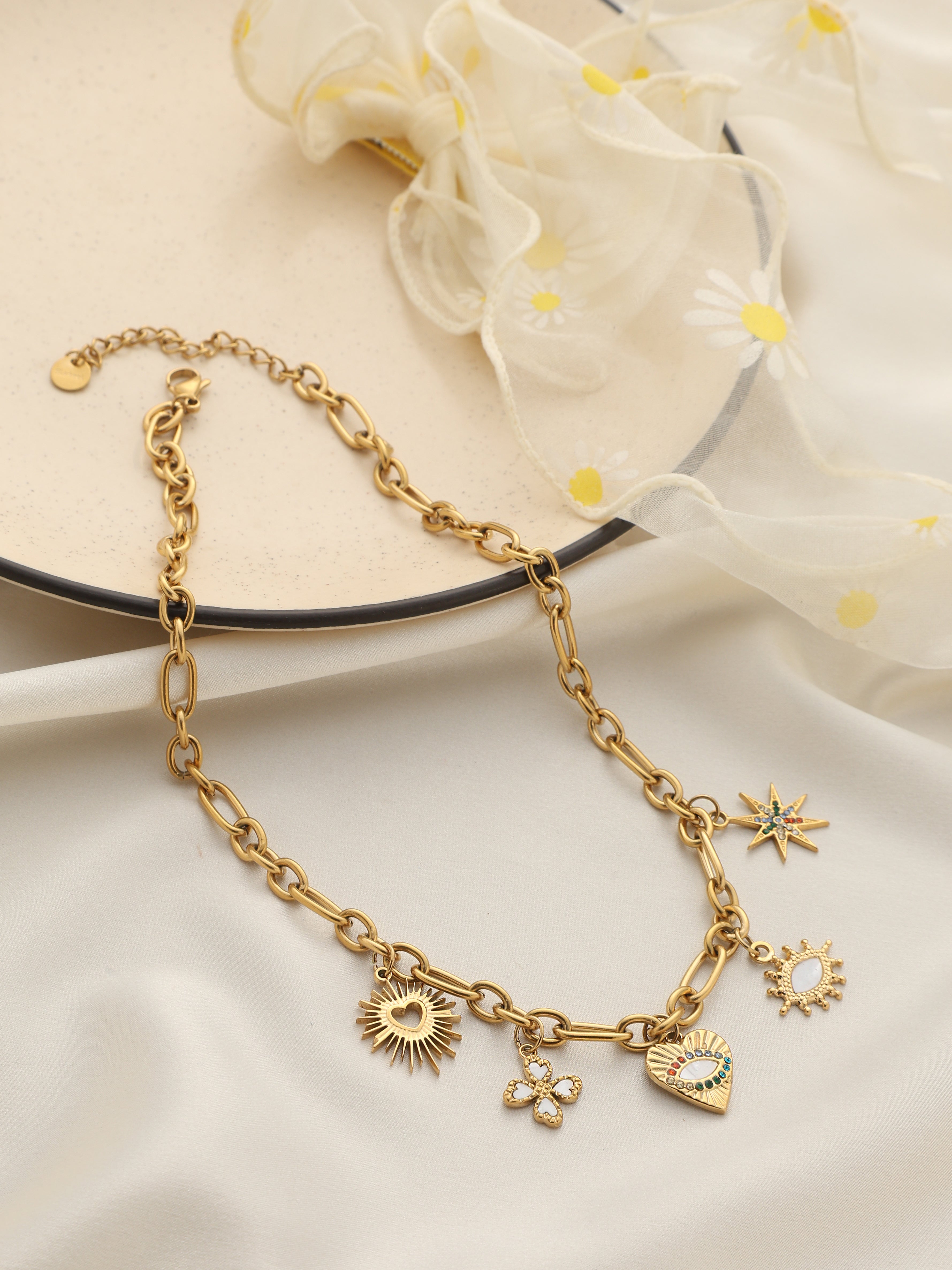 Anti-Tarnish Gold Plated Charms Necklace
