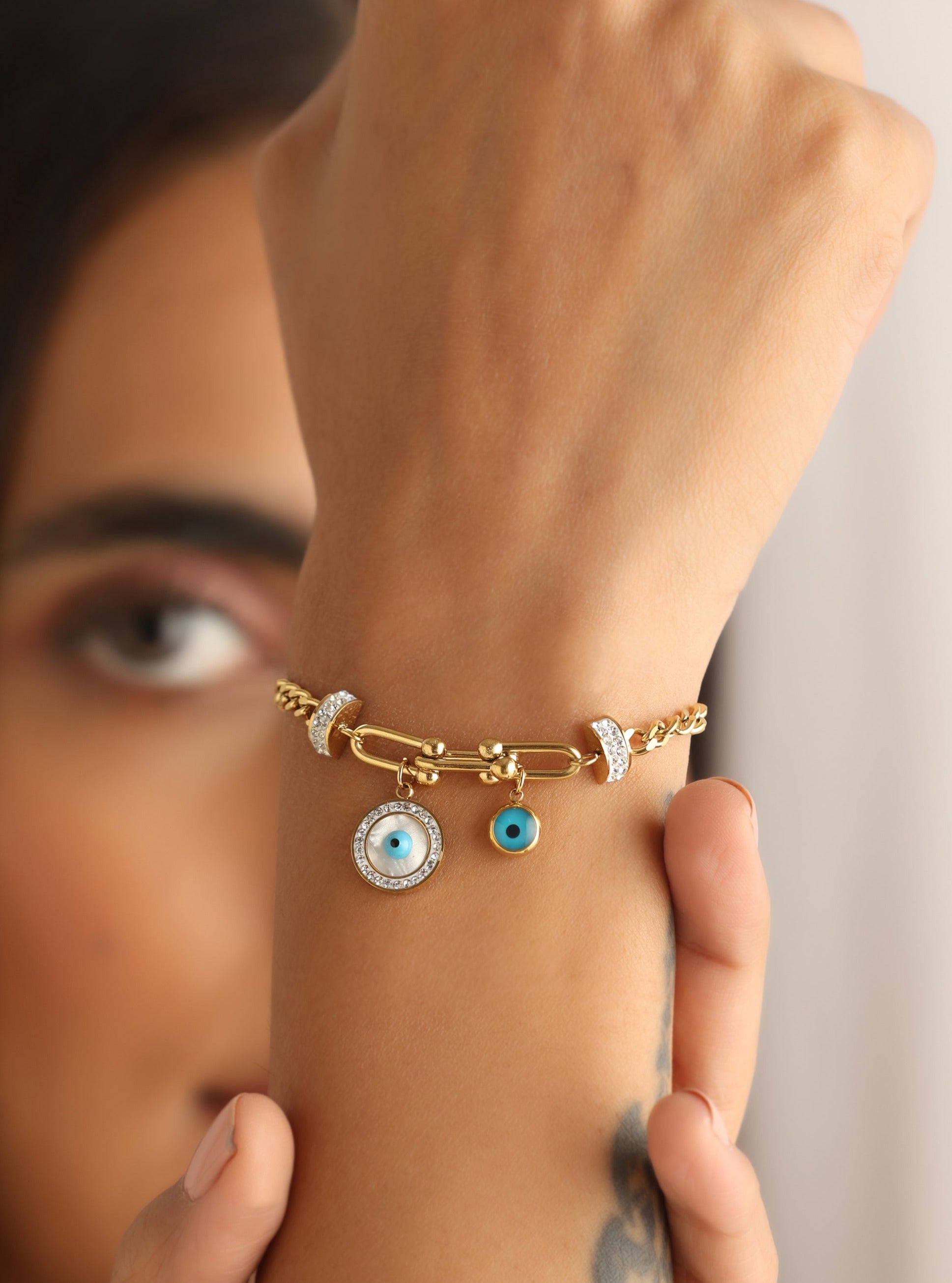Fida Mother Of Pearl Evil Eye Bracelet - Main Image