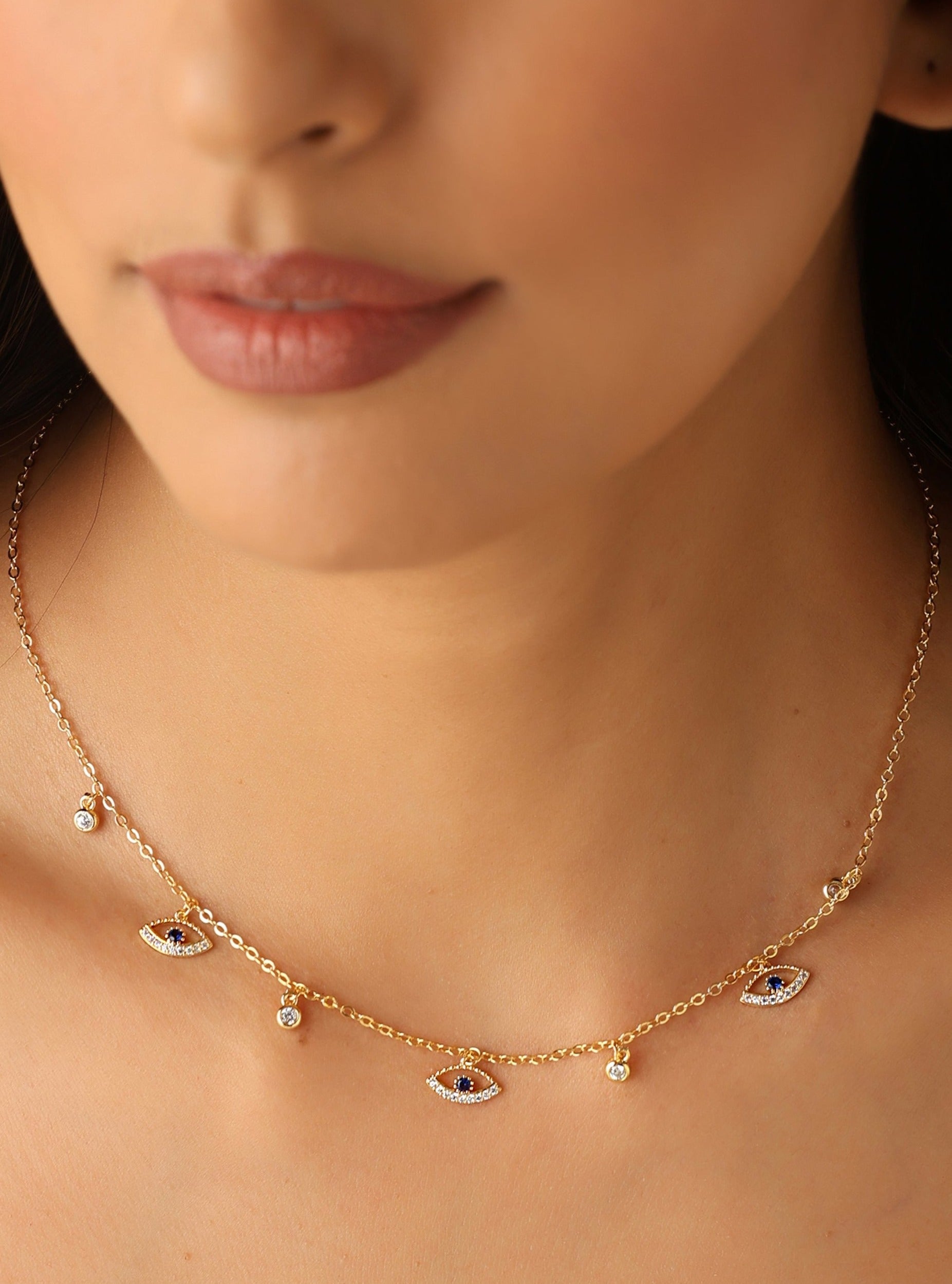 Multi Evil Eye Charms Necklace