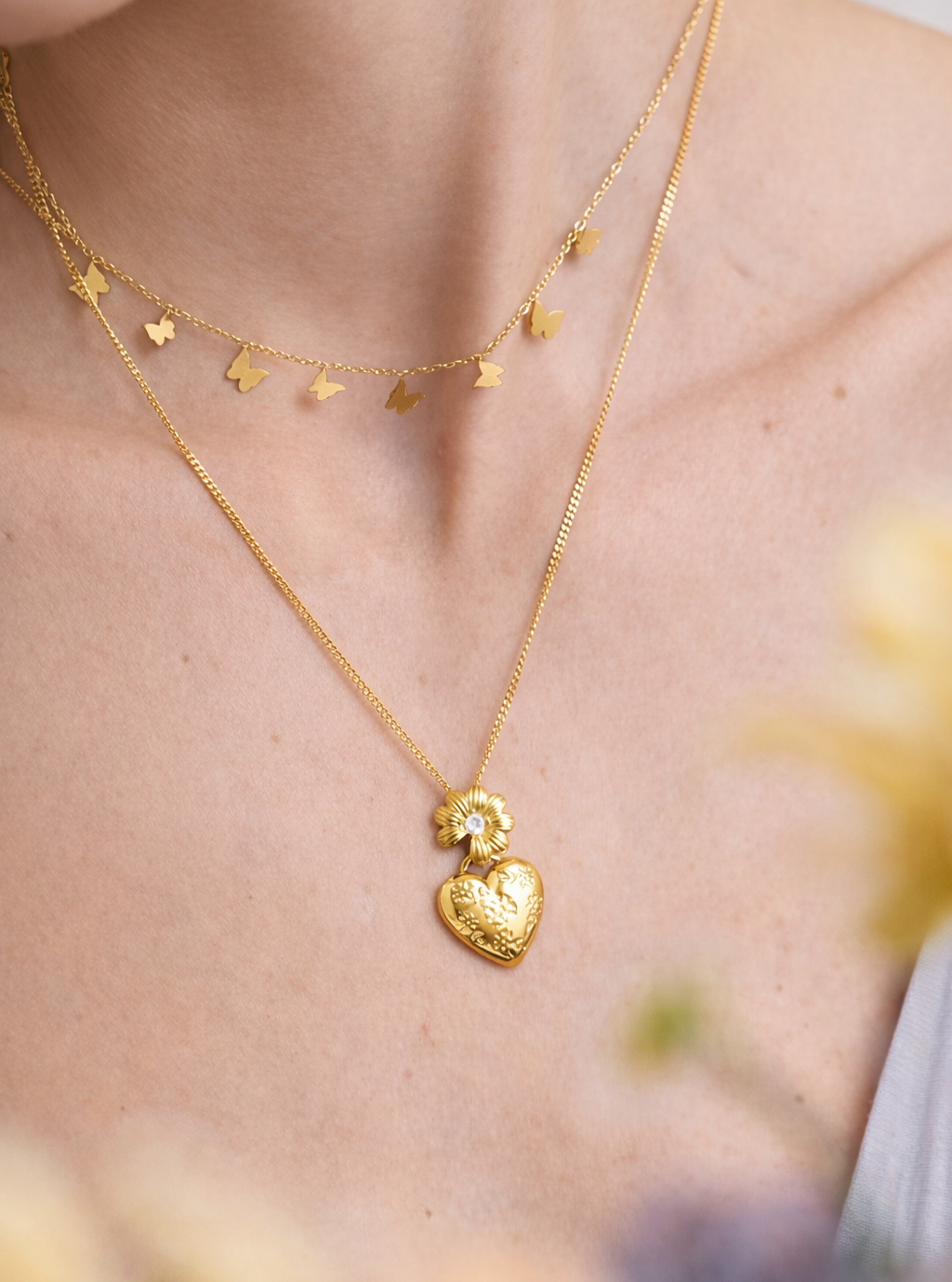 Erika Daisy Heart Necklace