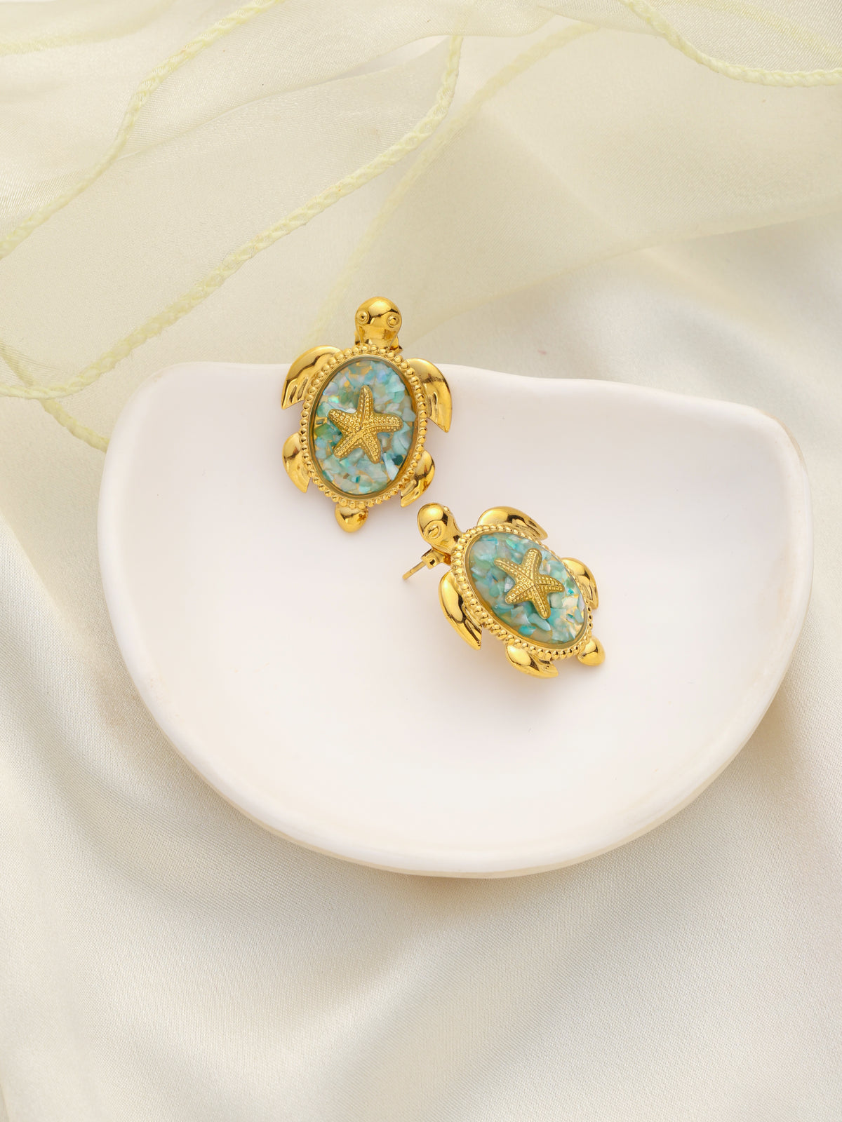Aqua Turtle Studs-Waterproof