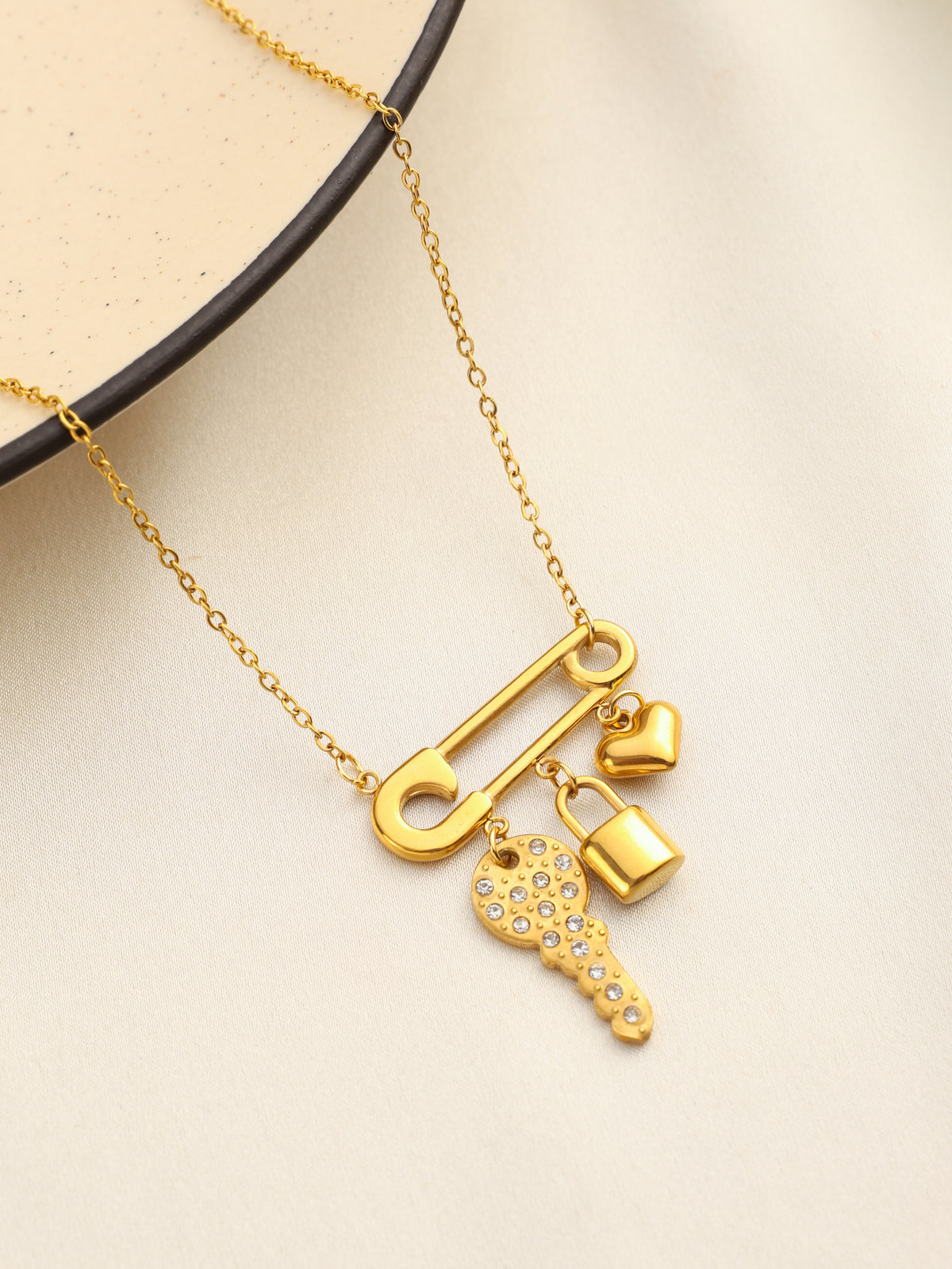 safety pin charms necklace