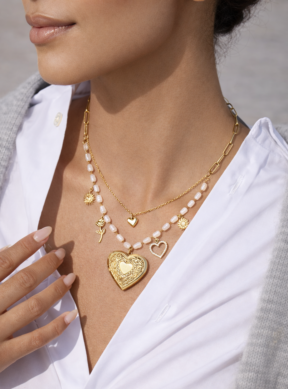 Valentine Layered Locket Necklace
