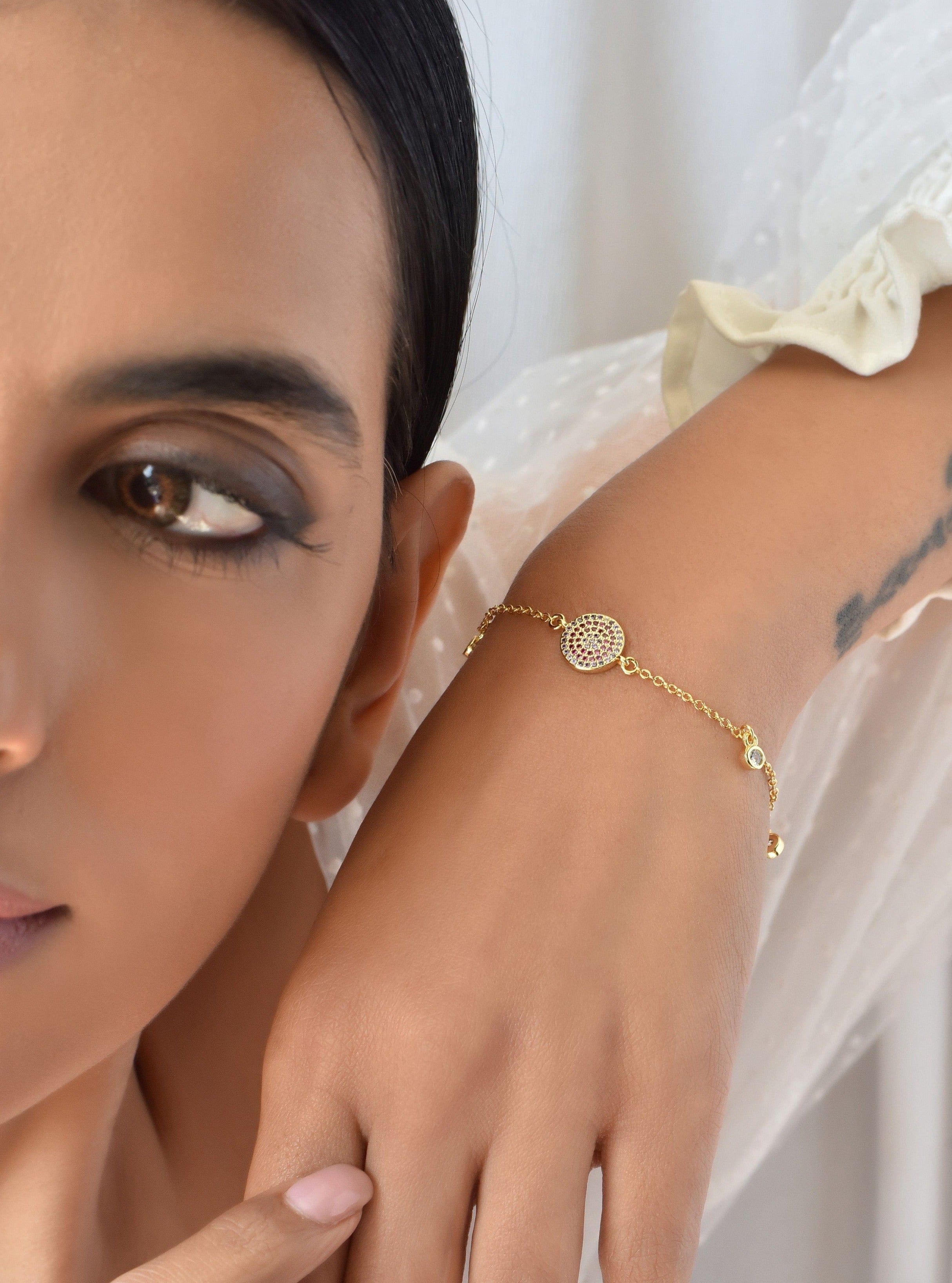 Klissaa Bracelet Red Daisy Evil Eye Bracelet