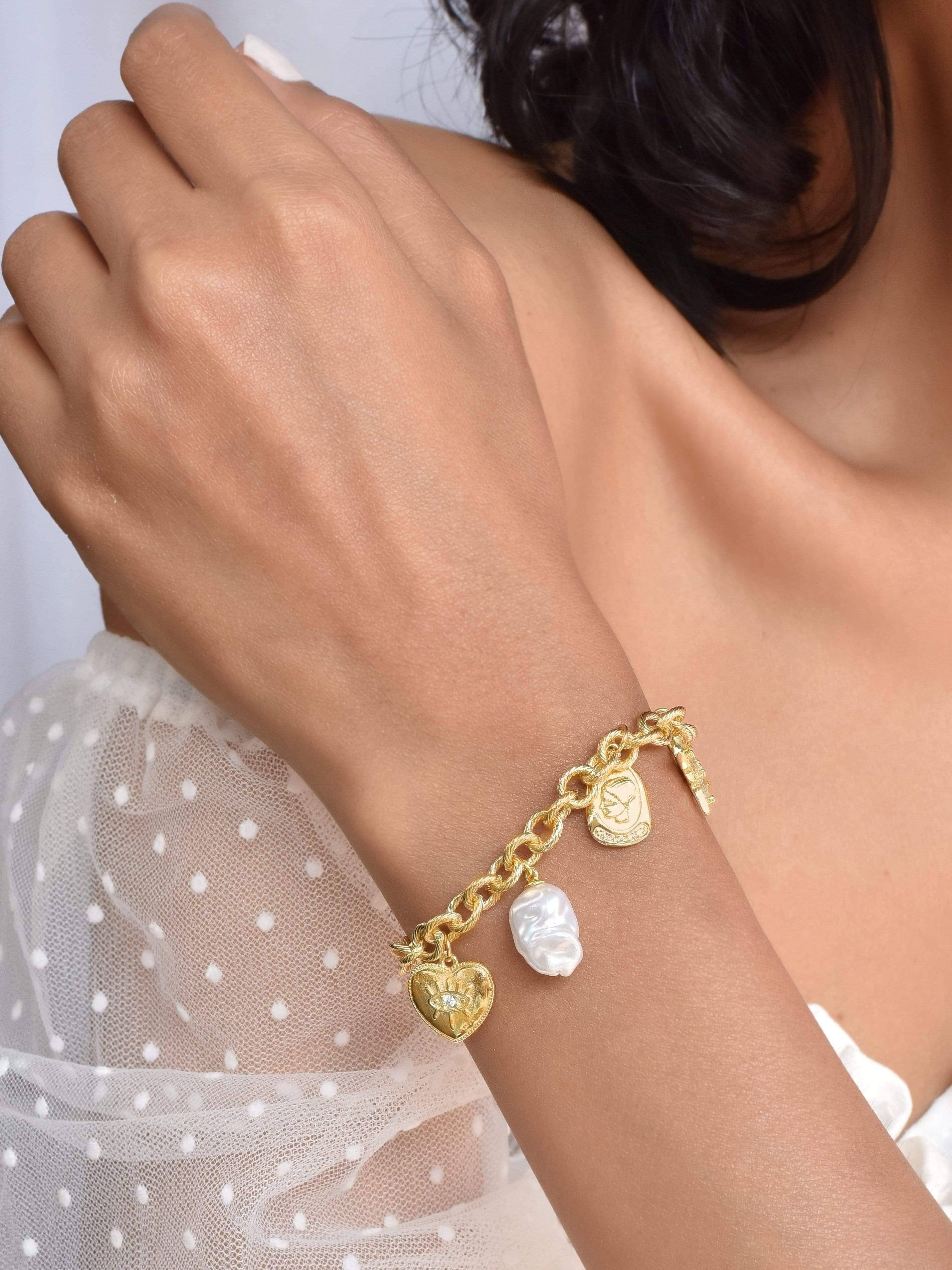 Klissaa Bracelets Bohemian Pearl Charm Bracelet