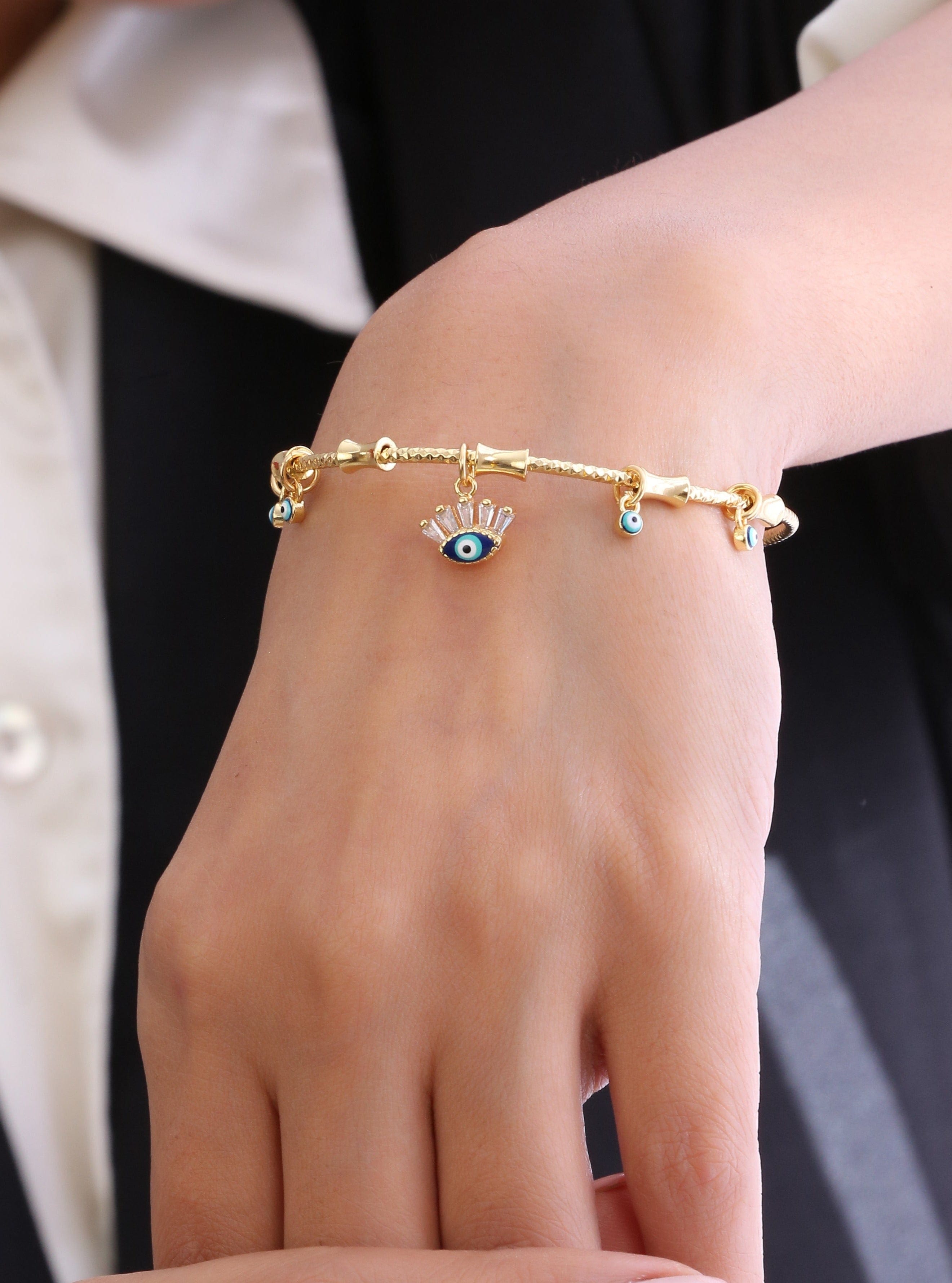 Klissaa Bracelets Brinly Evil Eyes Charm Bangle