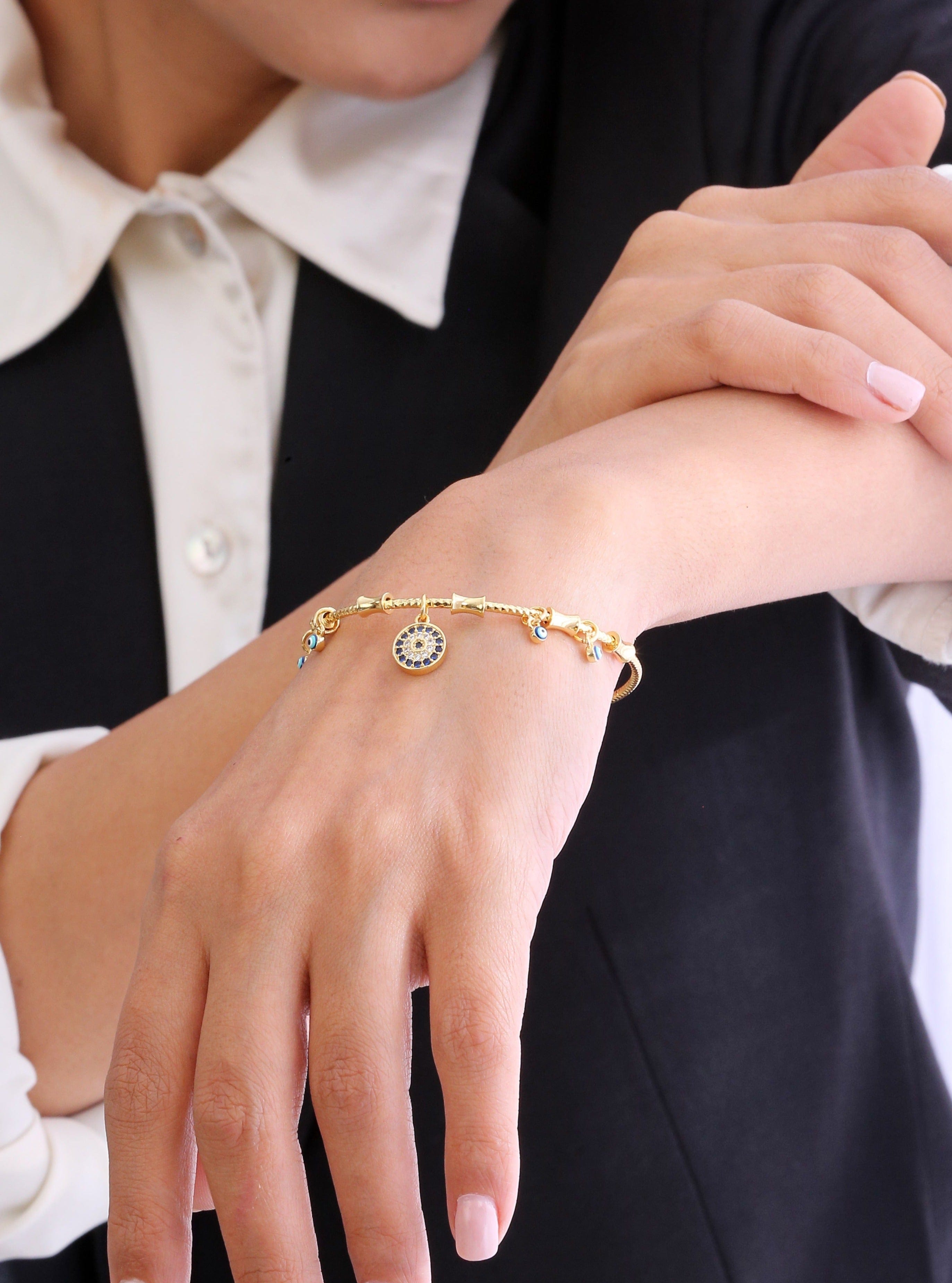 Klissaa Bracelets Daena Evil Eye Charm Bangle