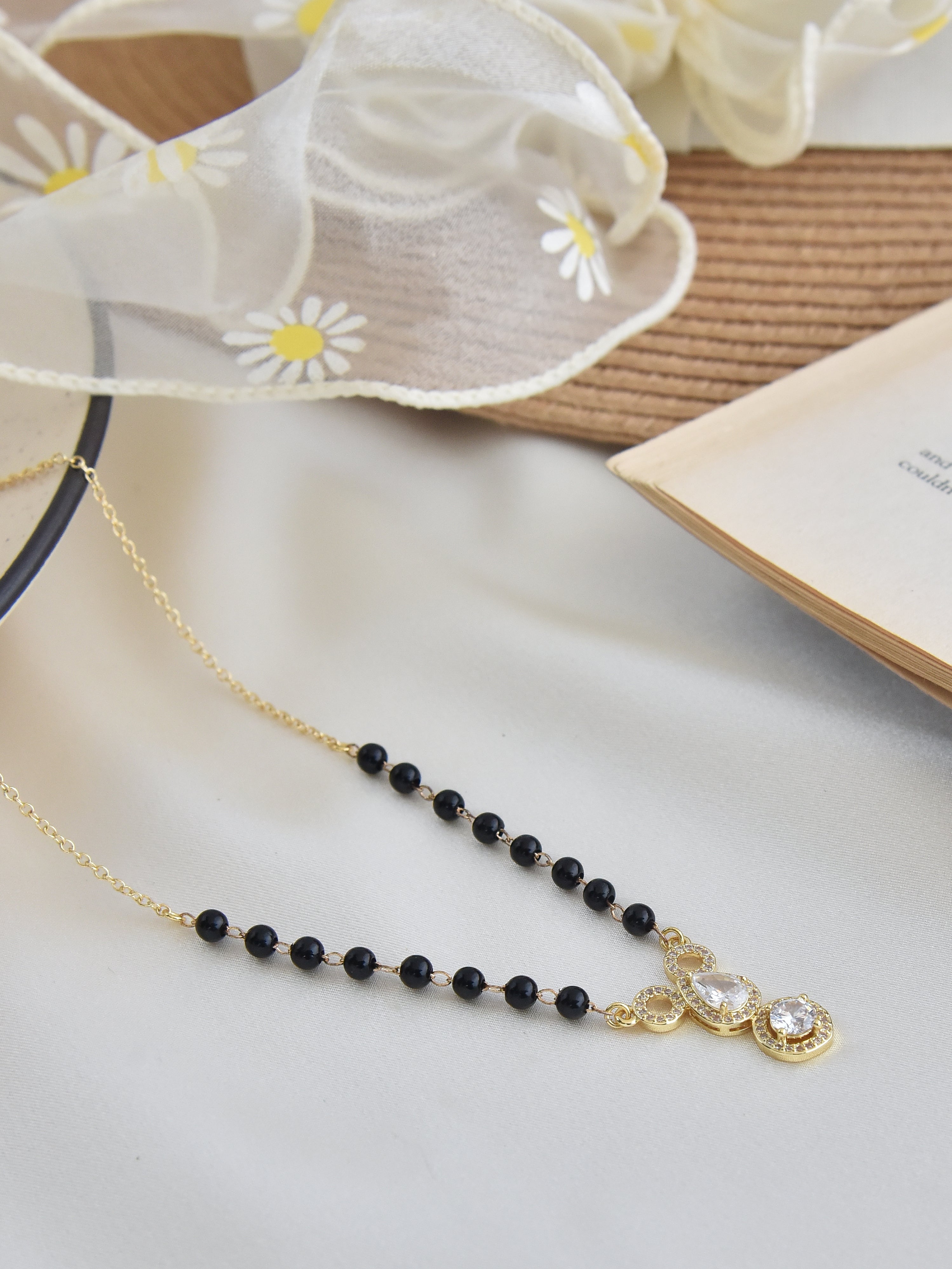 Klissaa Bracelets Kate Gold Plated Solitaire Mangal Sutra Necklace