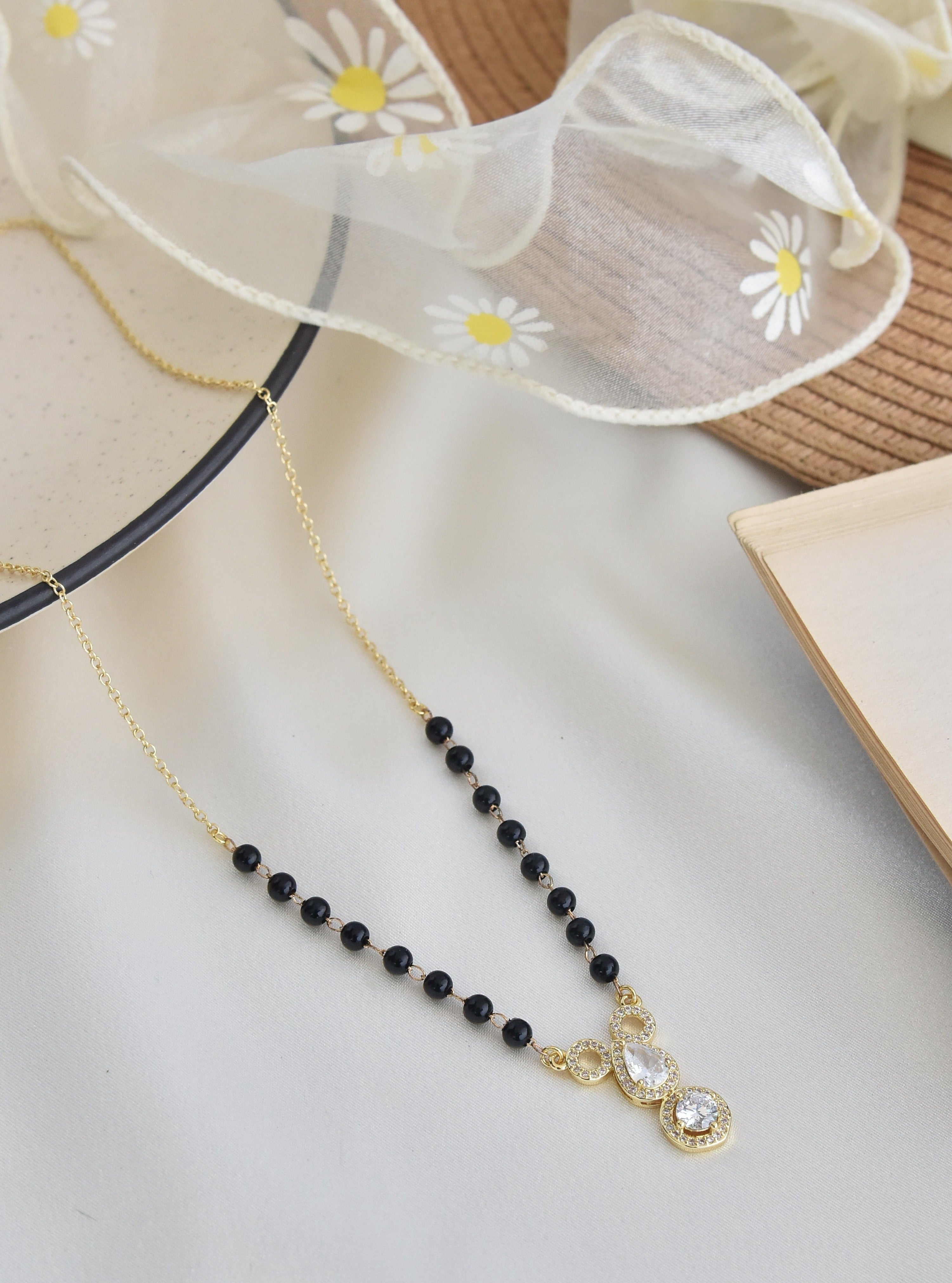 Klissaa Bracelets Kate Gold Plated Solitaire Mangal Sutra Necklace