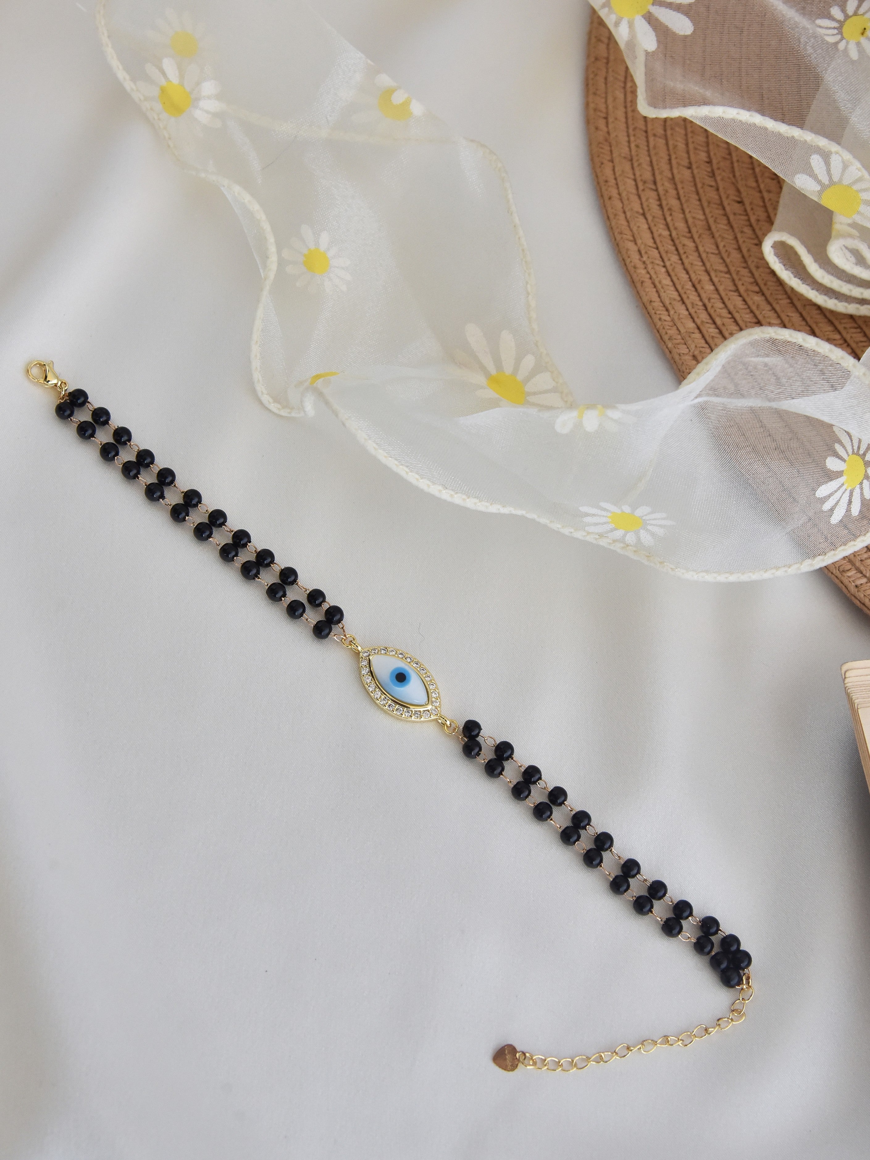 Klissaa Bracelets Klissaa Double Layer Evil Eye Mangal Sutra Bracelet
