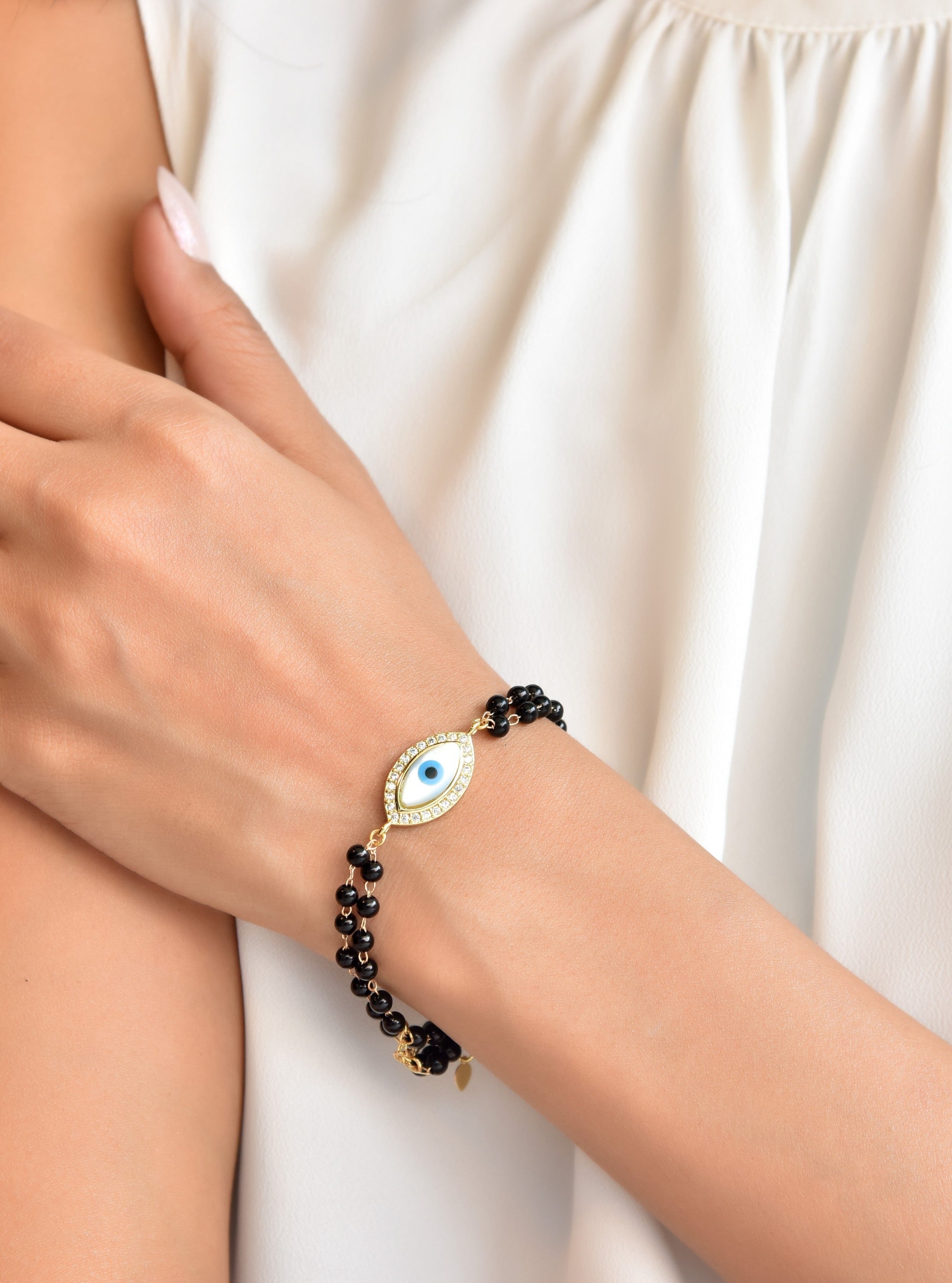 Klissaa Bracelets Klissaa Double Layer Evil Eye Mangal Sutra Bracelet