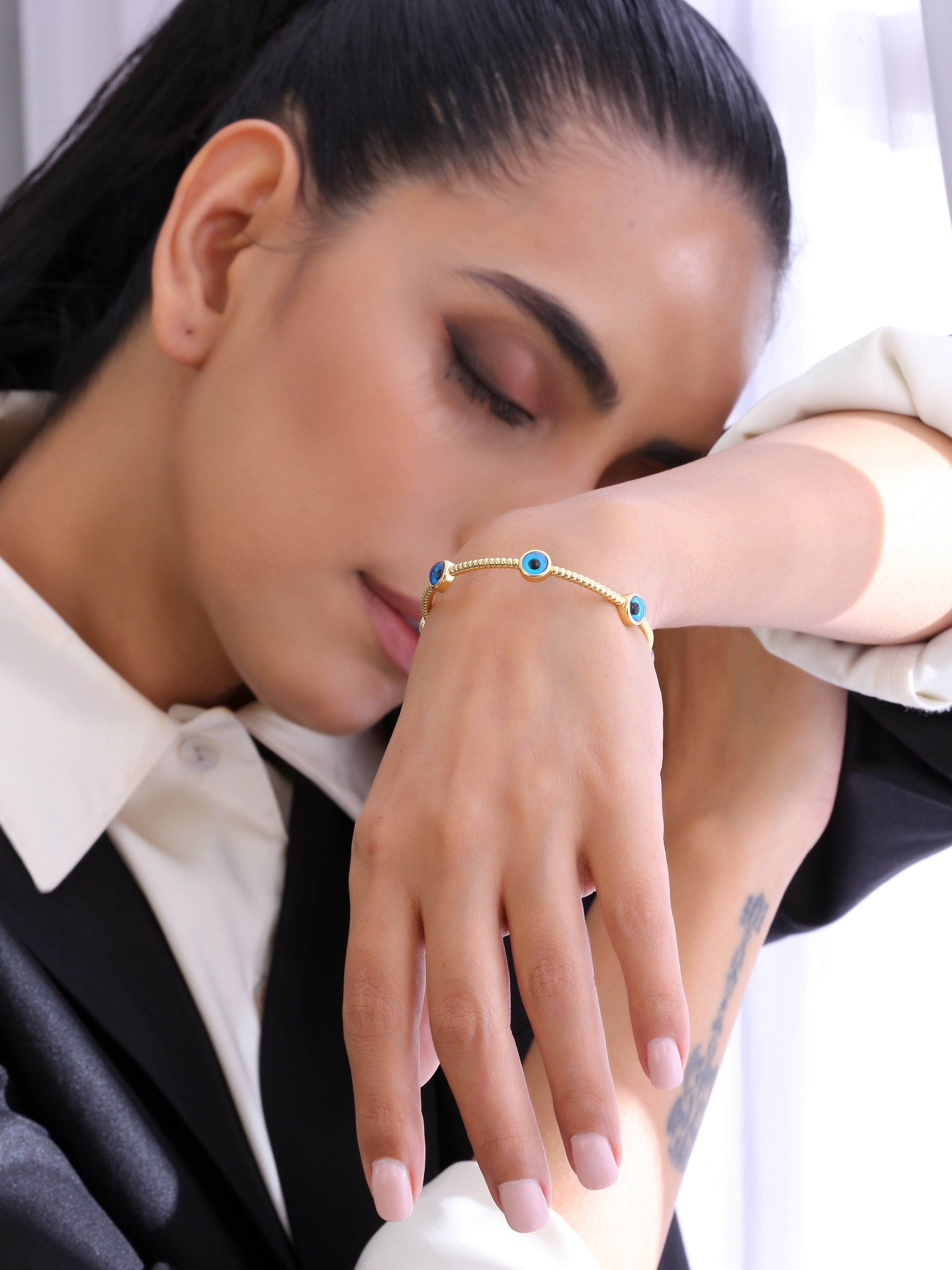 Klissaa Bracelets Klissaa Minimal Evil Eye Nazar Bangle