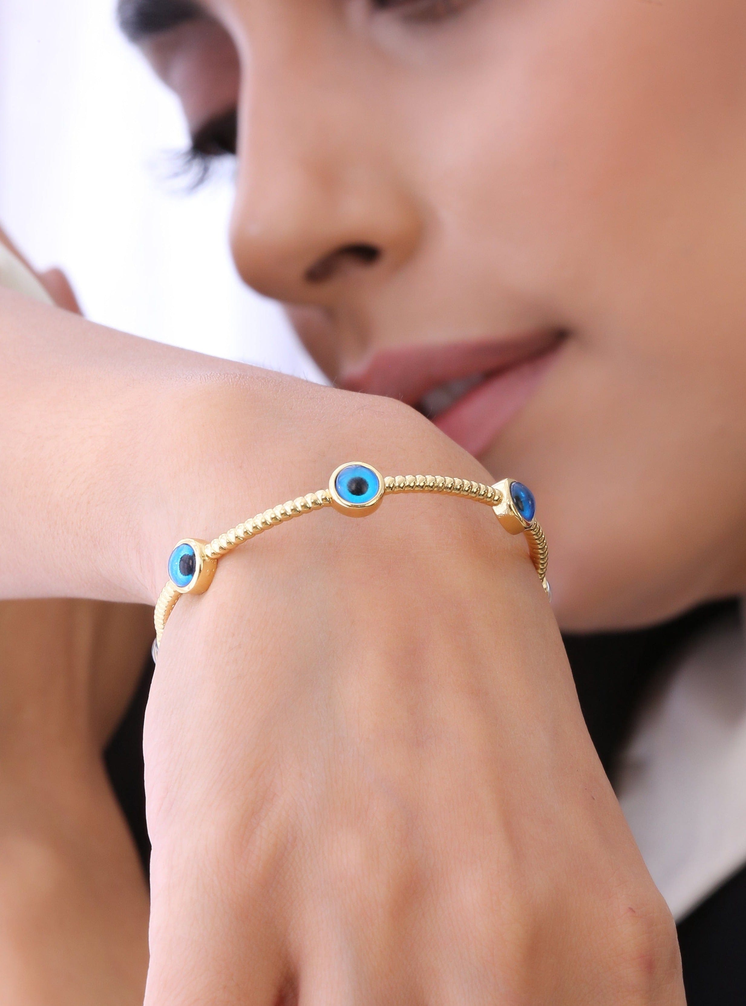 Klissaa Bracelets Klissaa Minimal Evil Eye Nazar Bangle