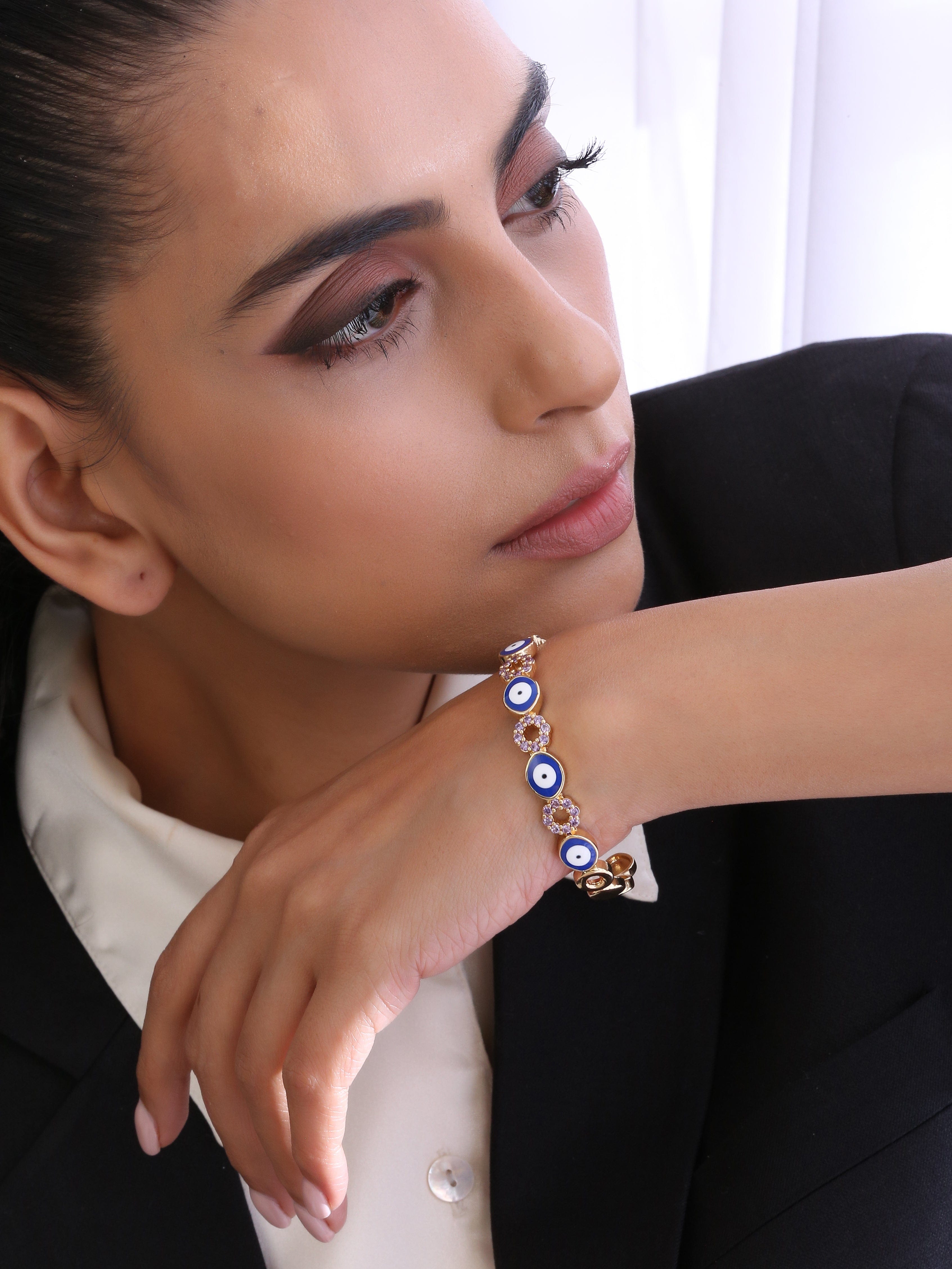 Klissaa Bracelets Klissaa Oval Eye Nazar Cuff Bangle