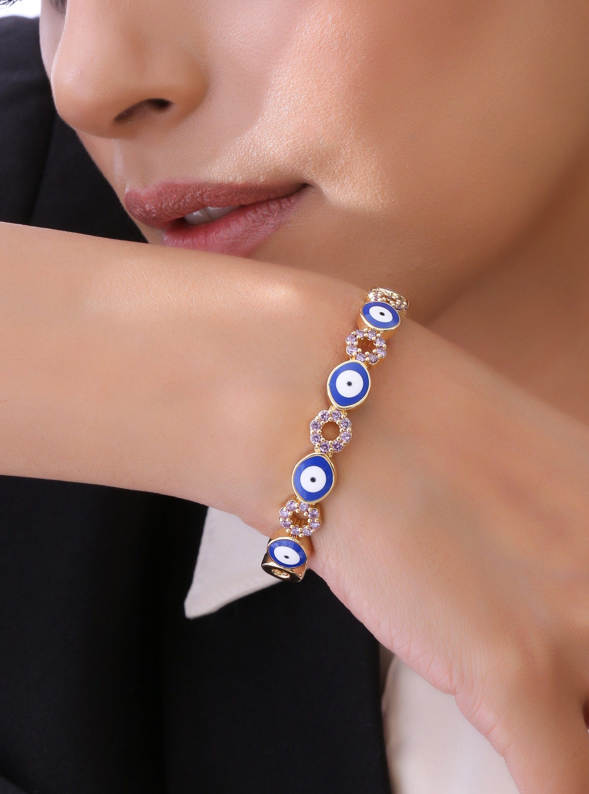 Klissaa Bracelets Klissaa Oval Eye Nazar Cuff Bangle