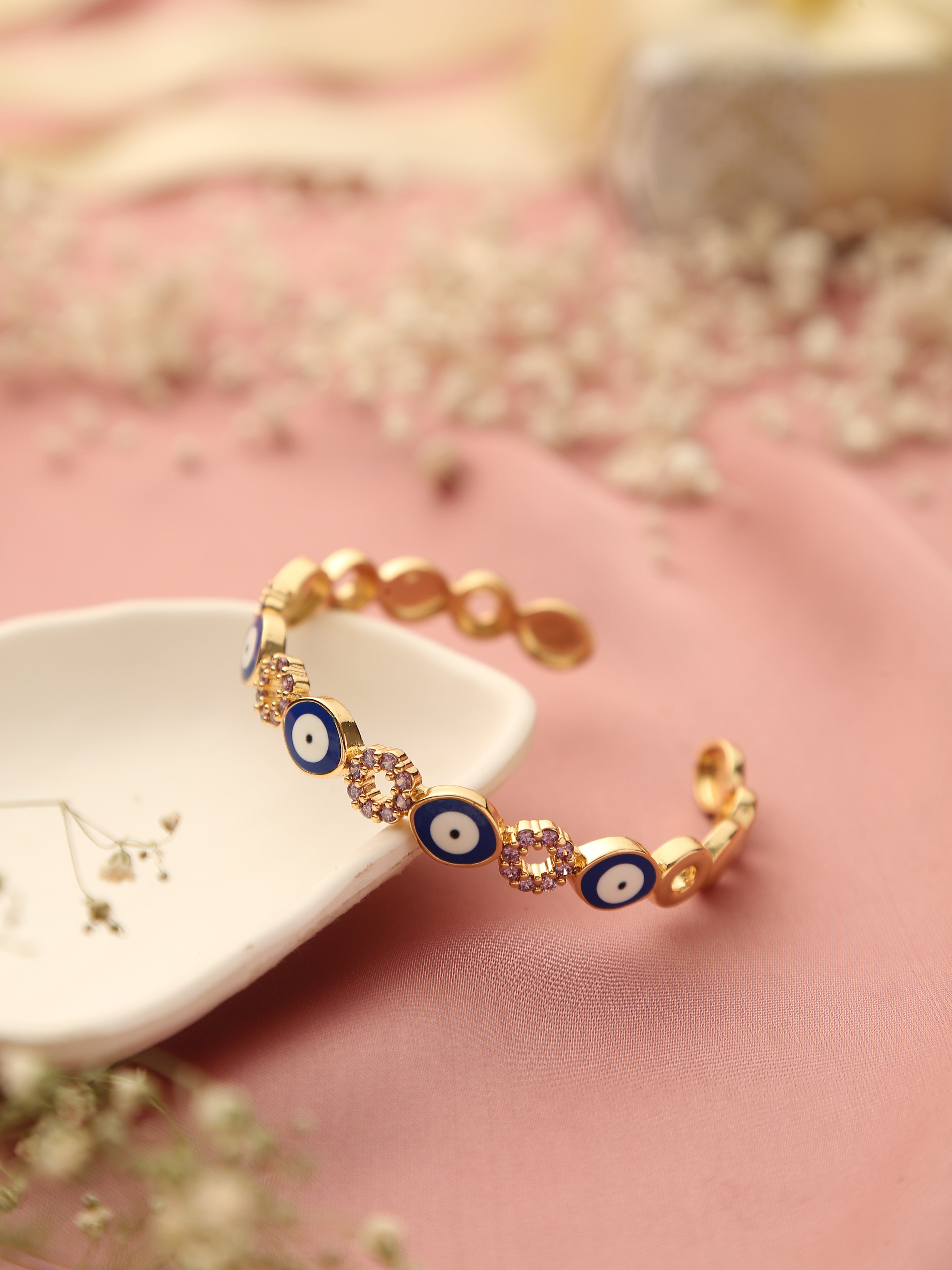 Klissaa Bracelets Klissaa Oval Eye Nazar Cuff Bangle