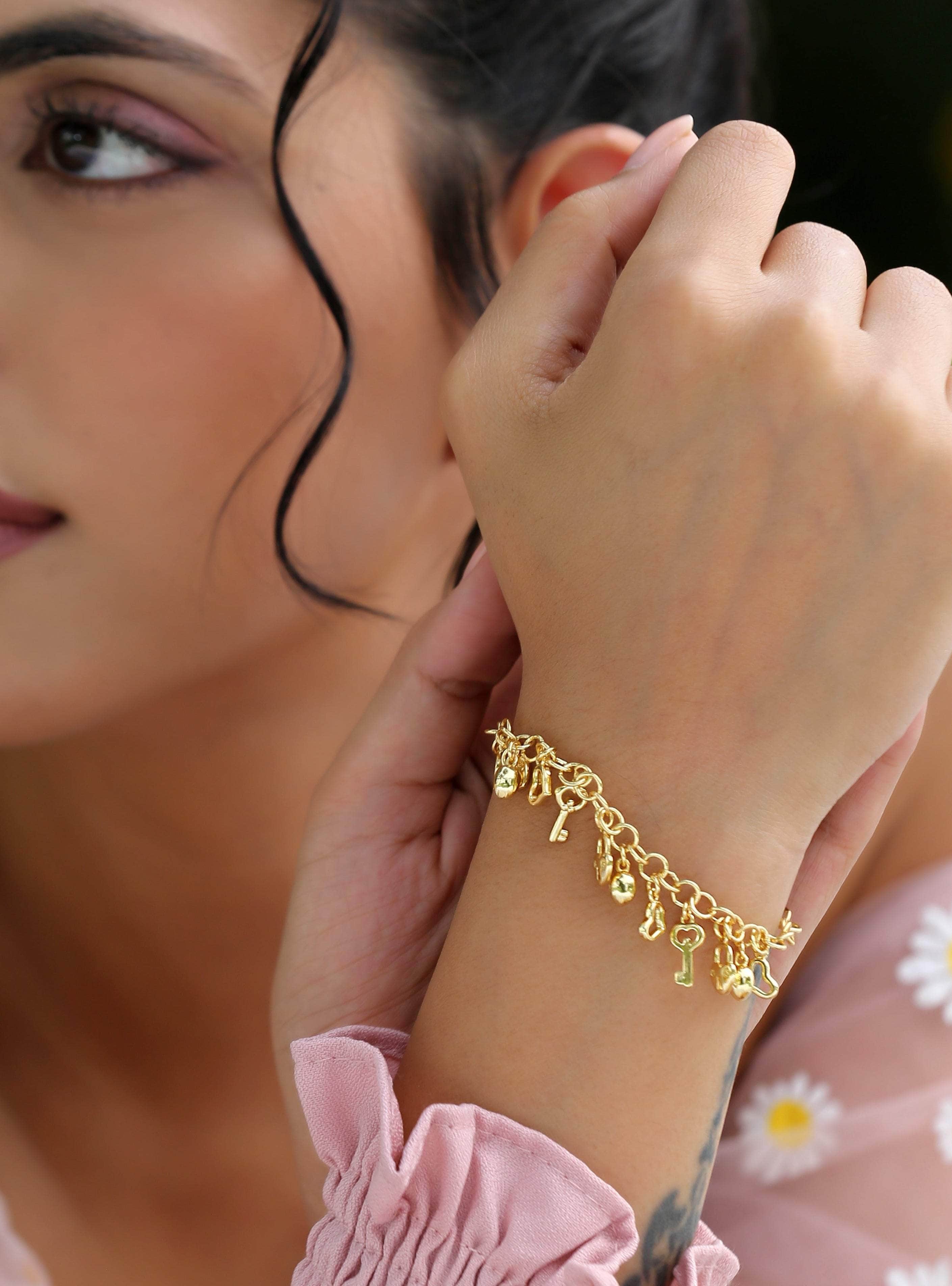 Klissaa Bracelets Lock & Key Multi Charms Bracelet