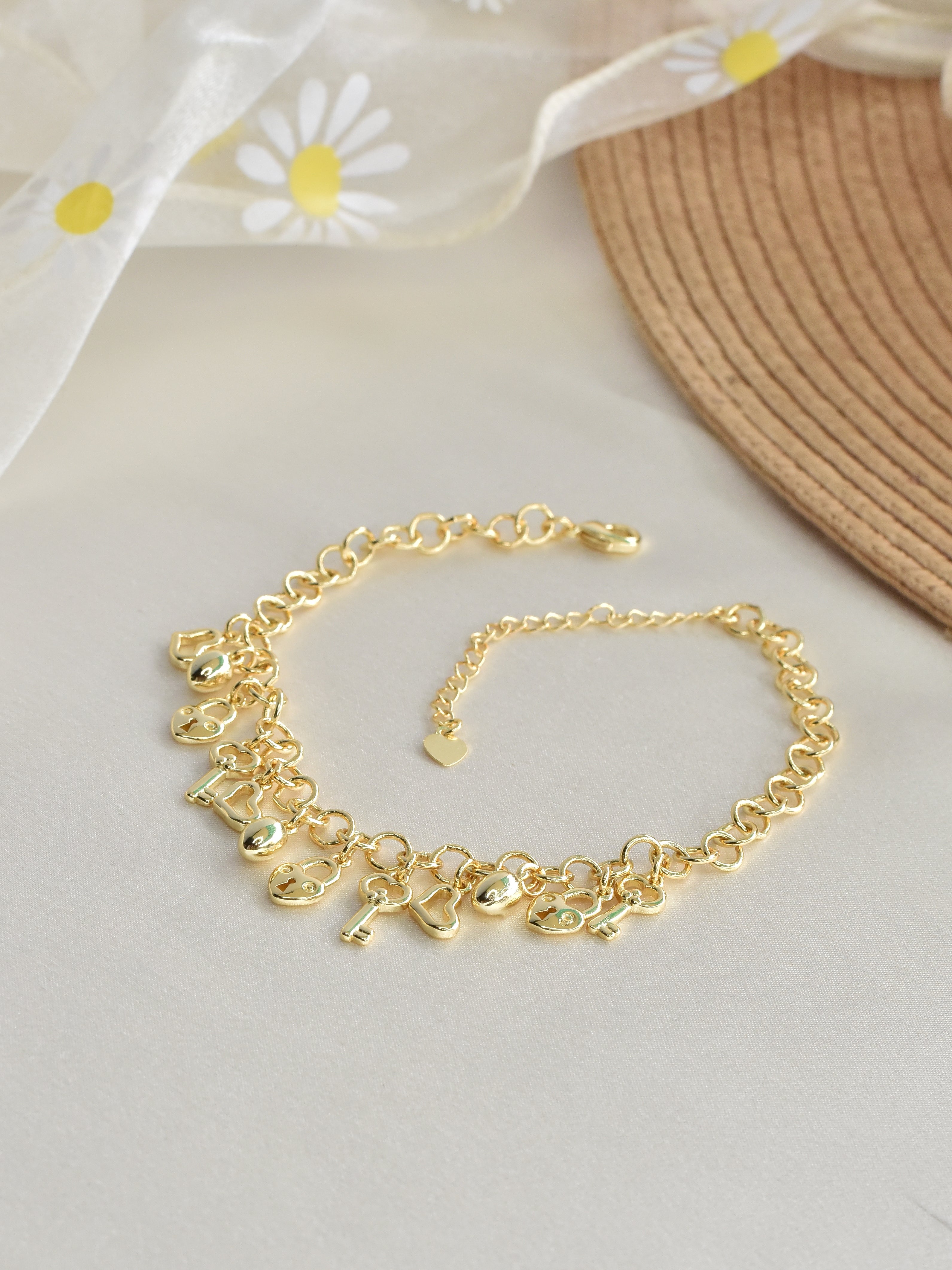 Klissaa Bracelets Lock & Key Multi Charms Bracelet