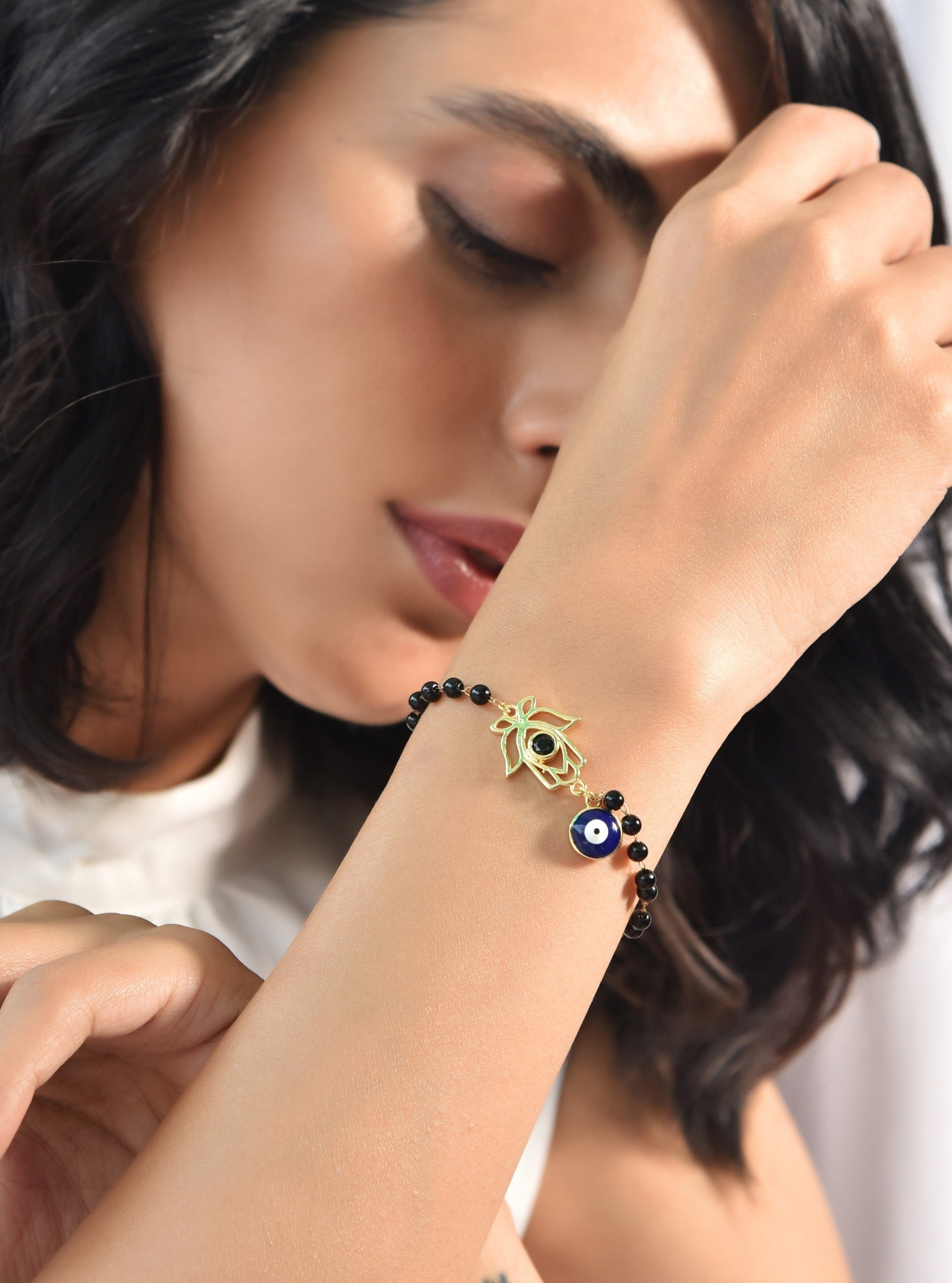 Klissaa Bracelets Lotus Nazar Mangal Sutra Bracelet