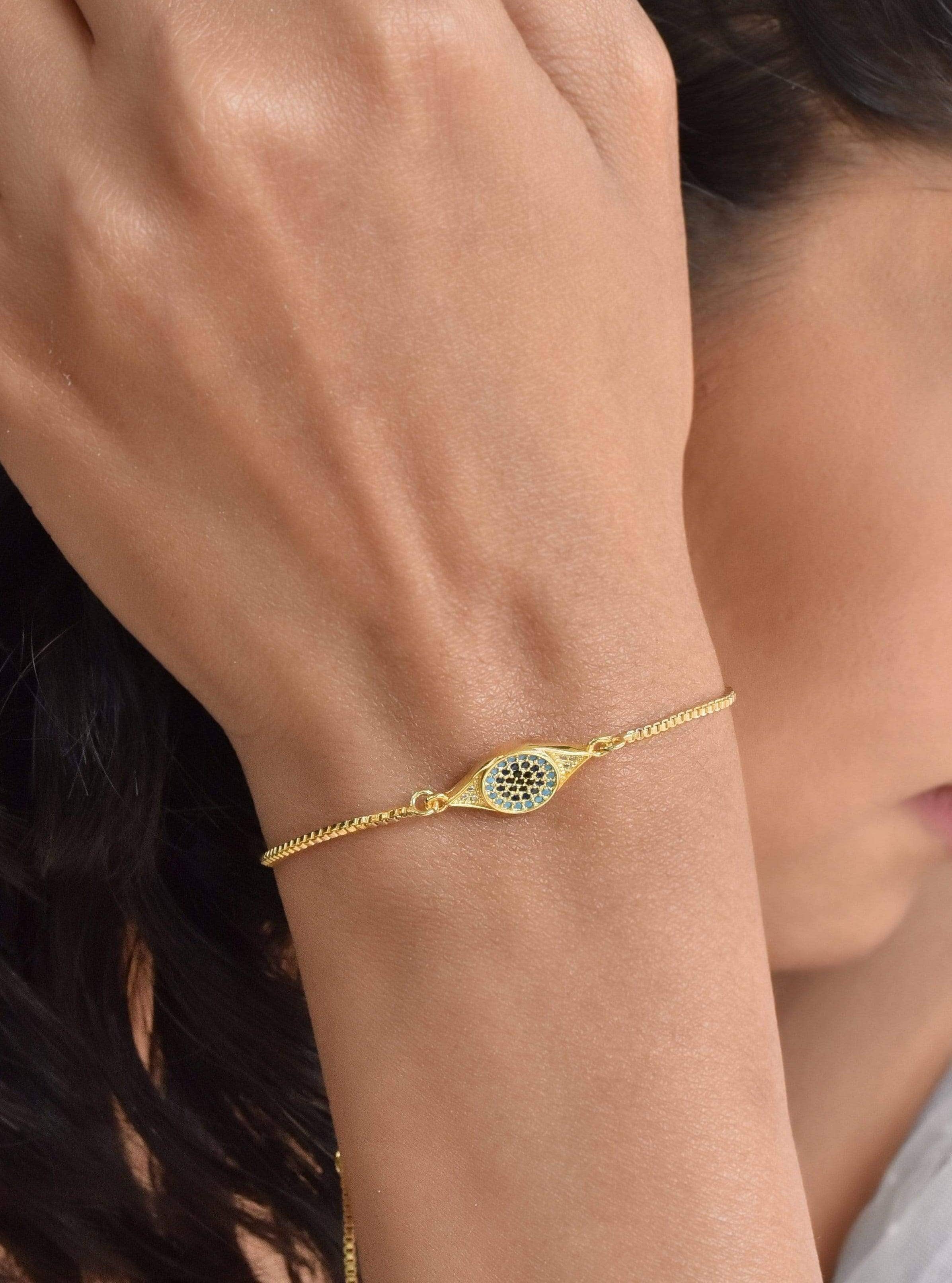 Klissaa Bracelets Ojo Evil Eye Gold Bracelet
