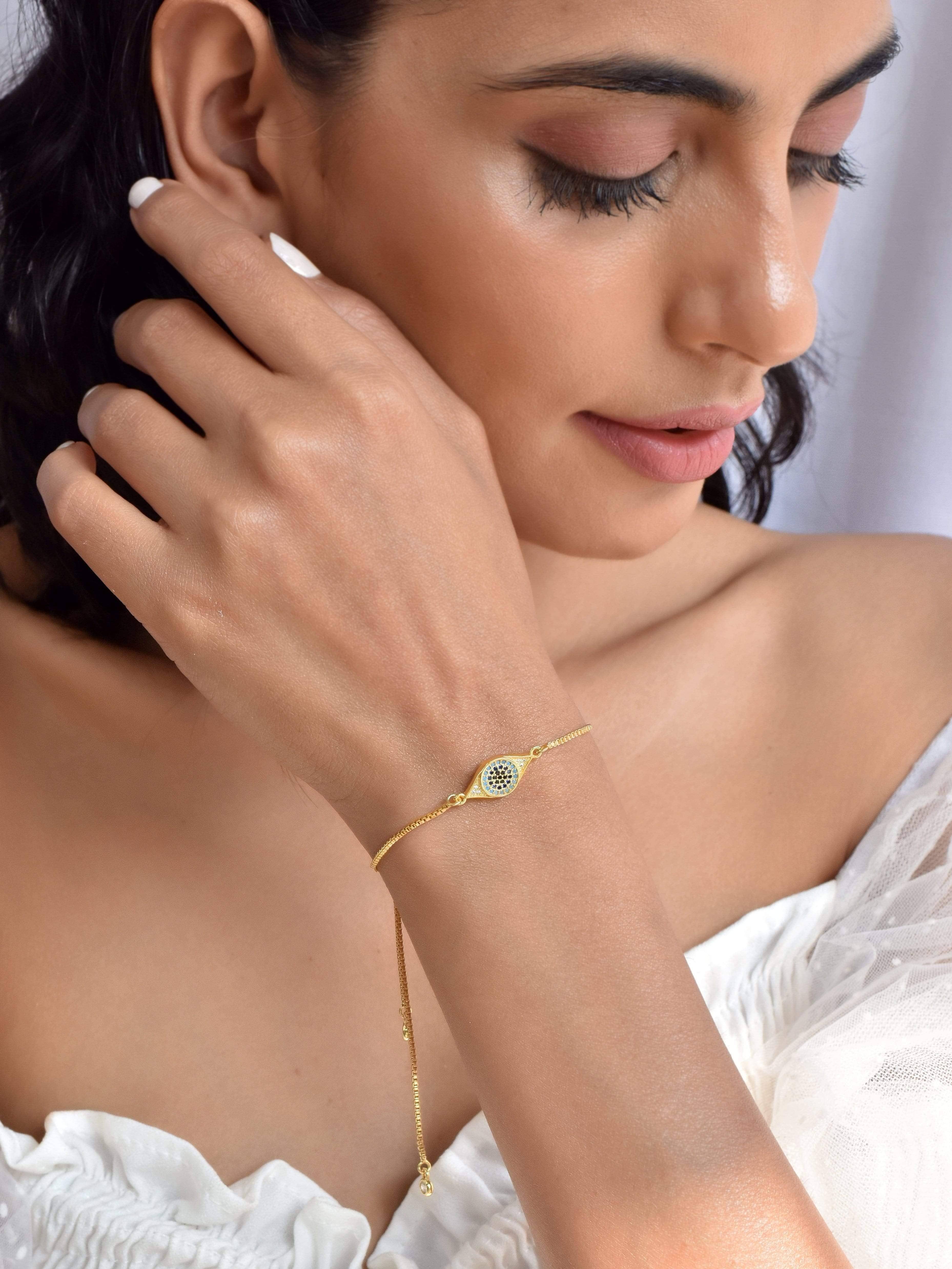 Klissaa Bracelets Ojo Evil Eye Gold Bracelet
