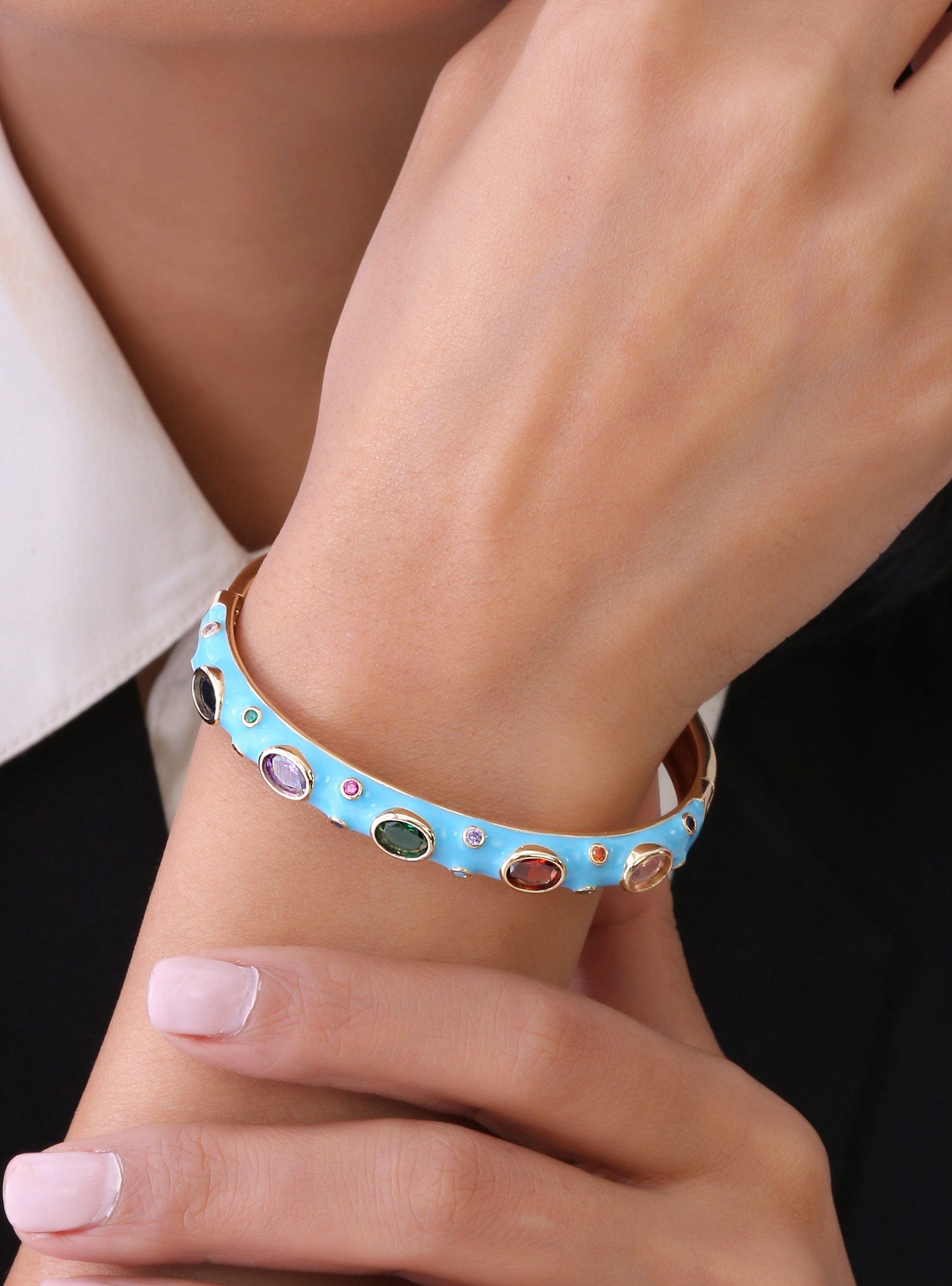 Klissaa Bracelets Pastel Blue Cuff Bangle