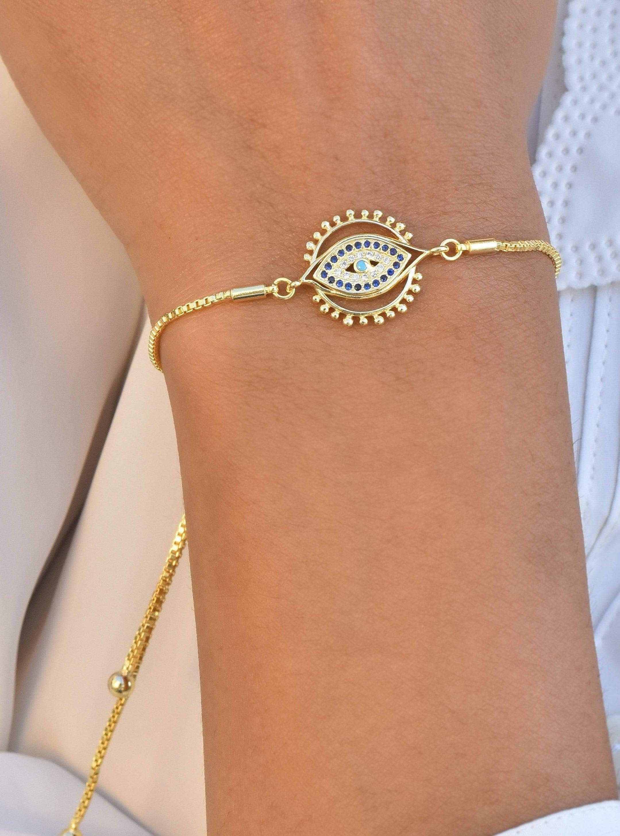 Klissaa Bracelets Tribal Gold Plated Evil Eye Bracelet