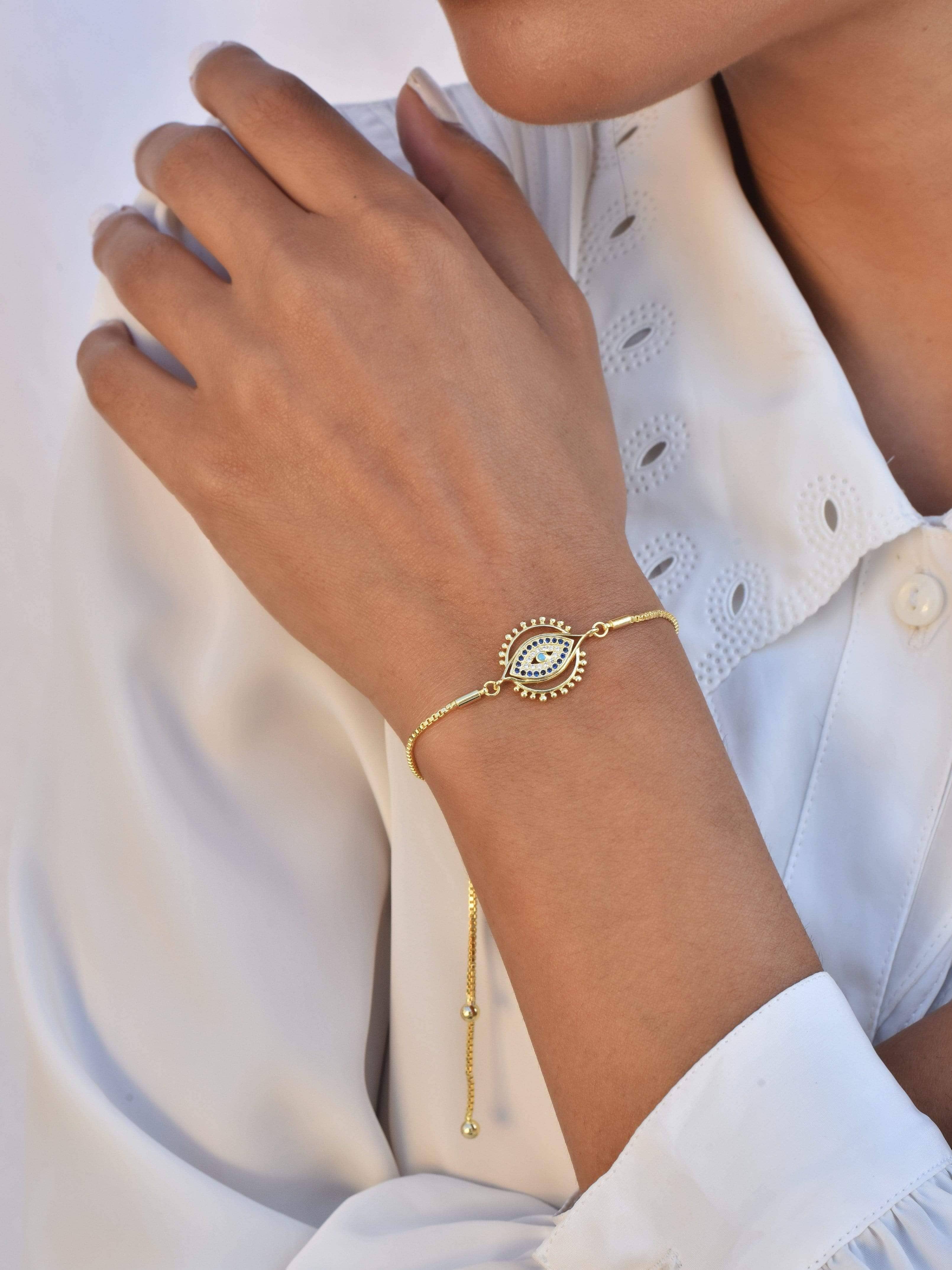 Klissaa Bracelets Tribal Gold Plated Evil Eye Bracelet