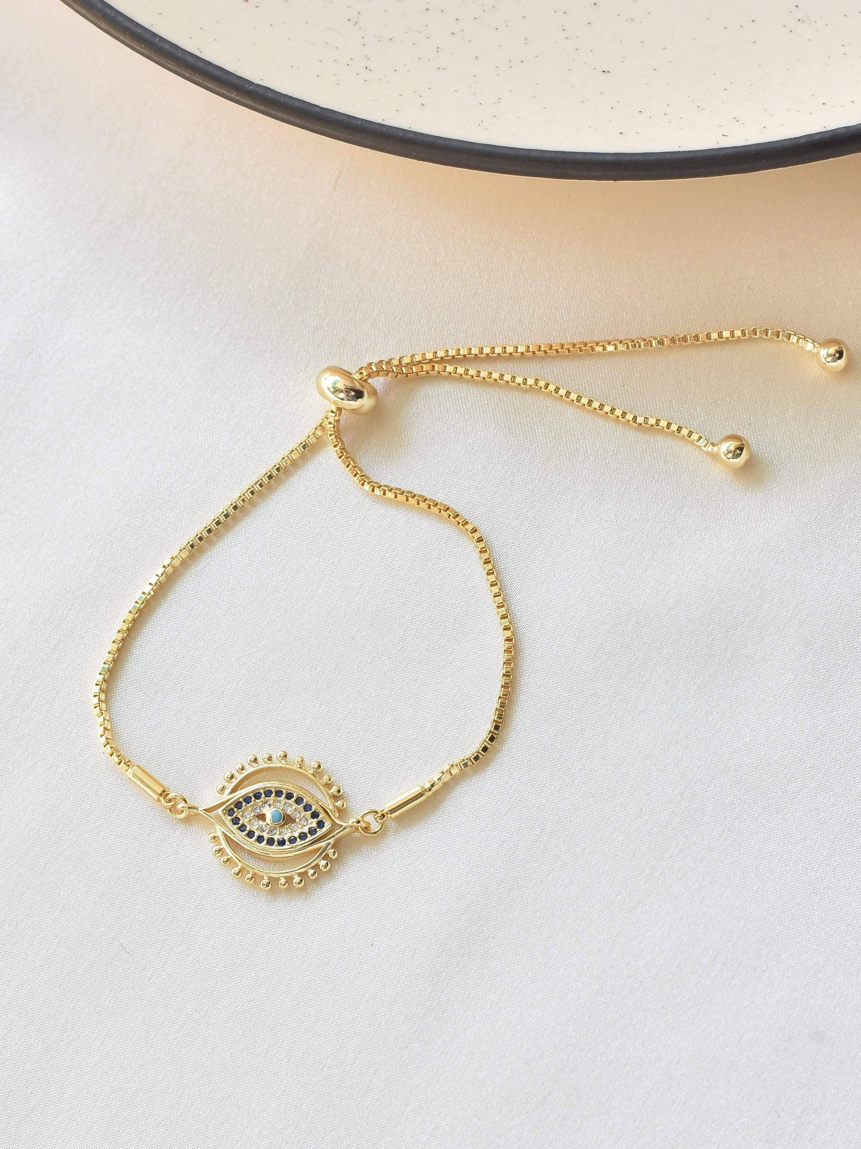 Klissaa Bracelets Tribal Gold Plated Evil Eye Bracelet