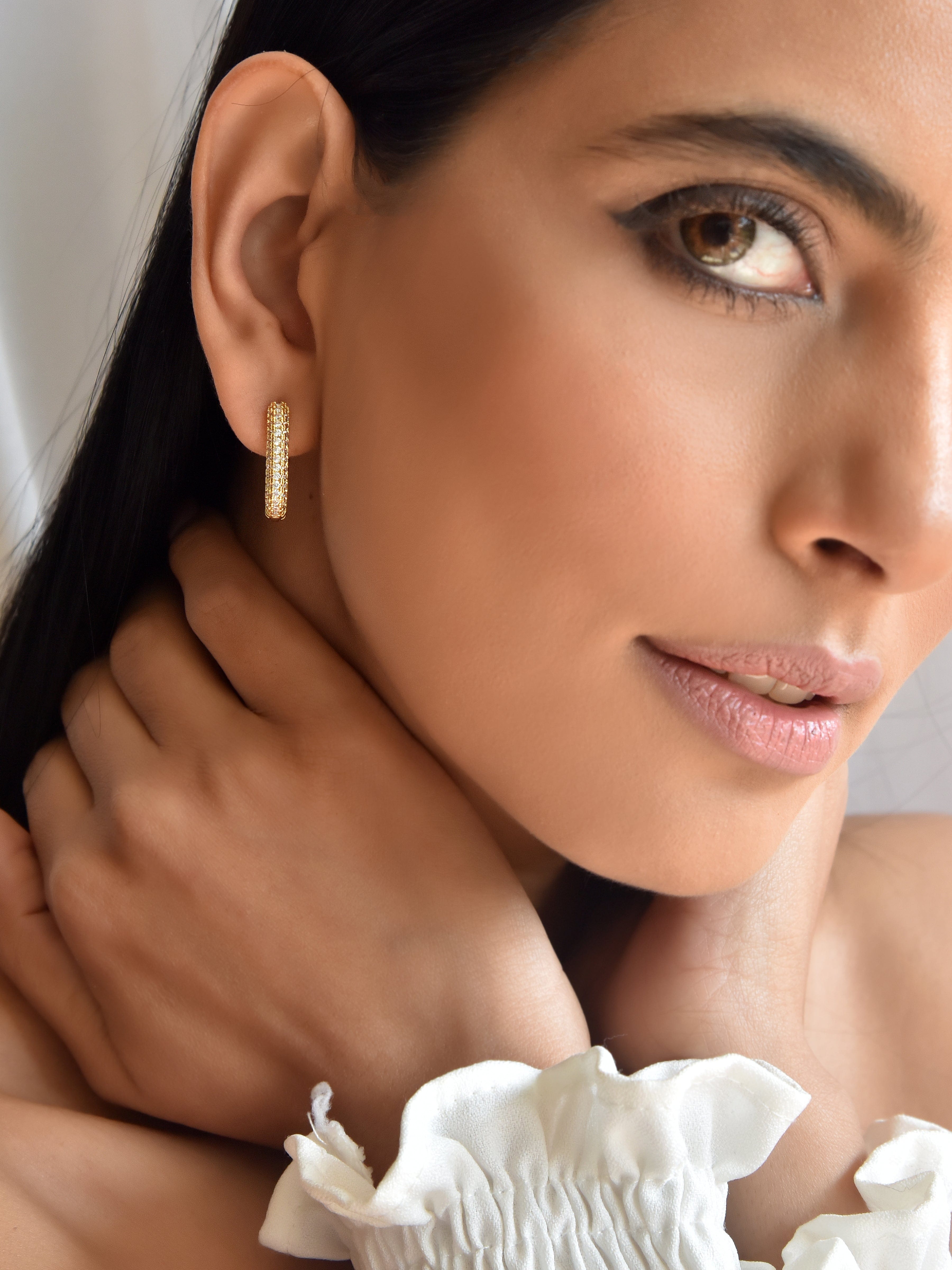 Klissaa earrings Diamante Rectangular Hoop Earrings