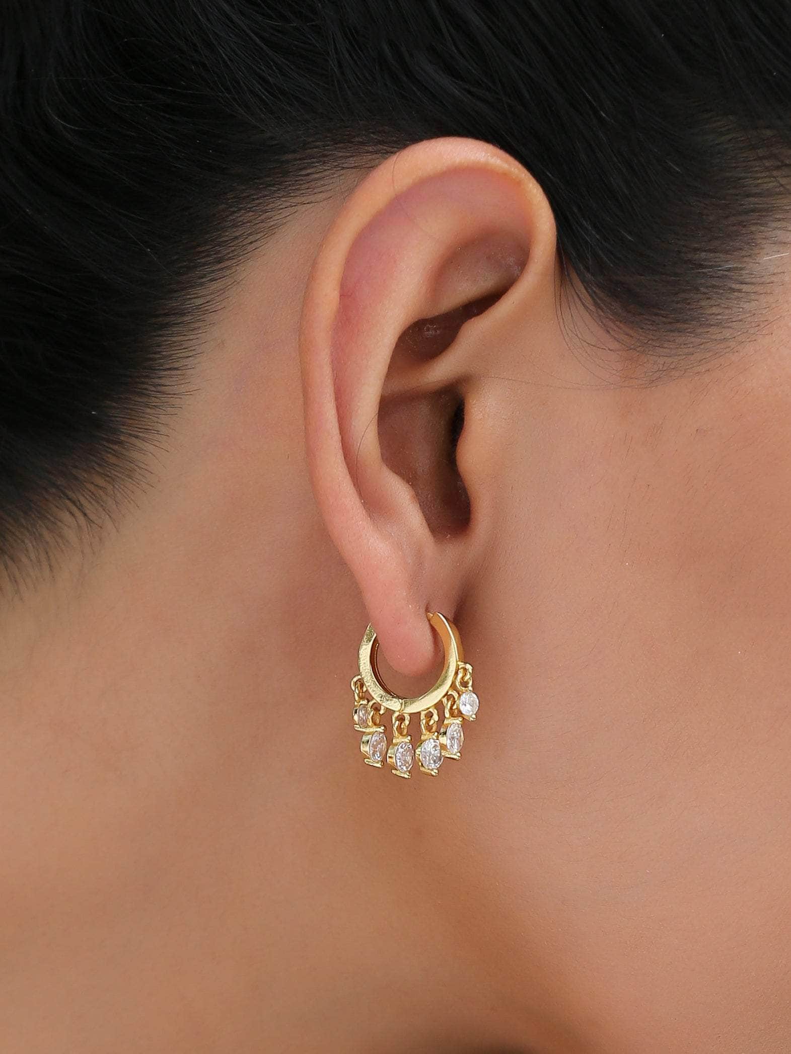 Klissaa Earrings Druzy Zircon Hoop Earrings