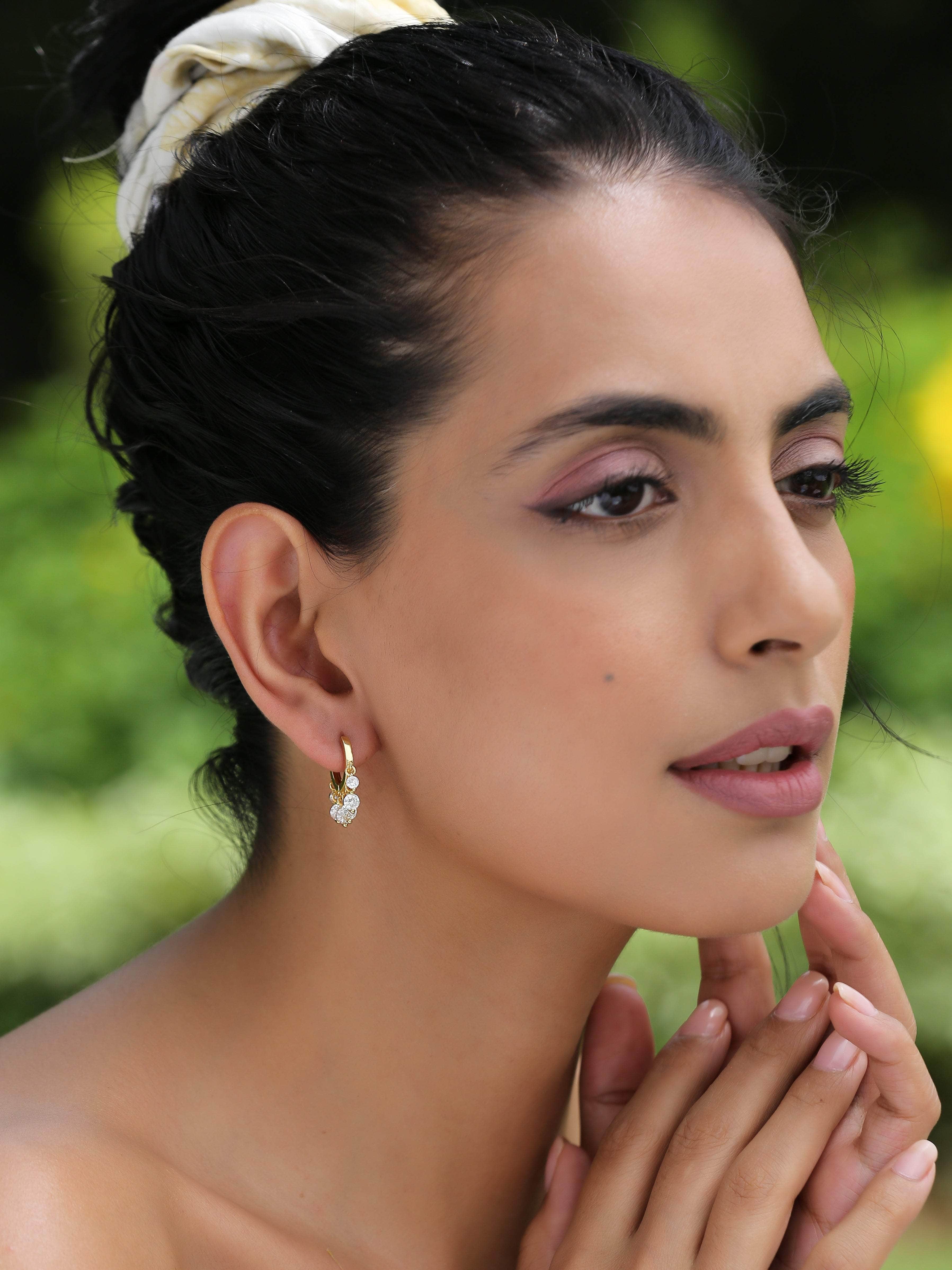 Klissaa Earrings Druzy Zircon Hoop Earrings