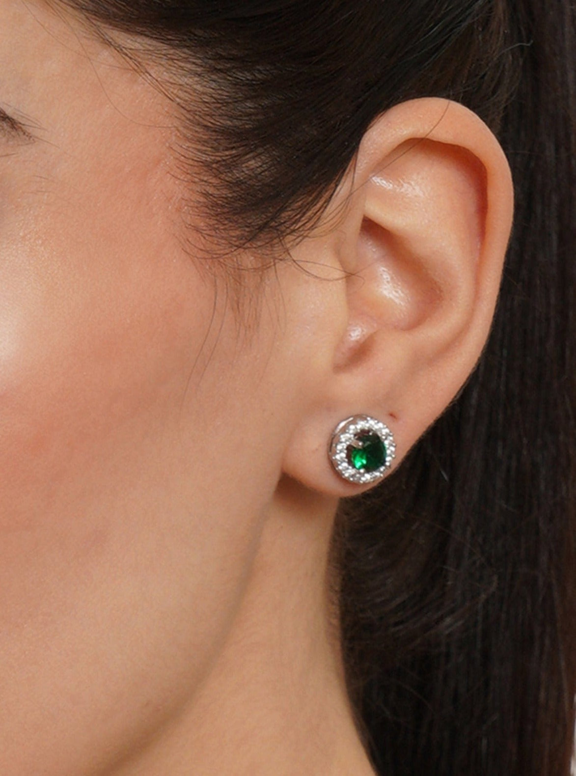 Klissaa earrings Emerald CZ Stud Earrings