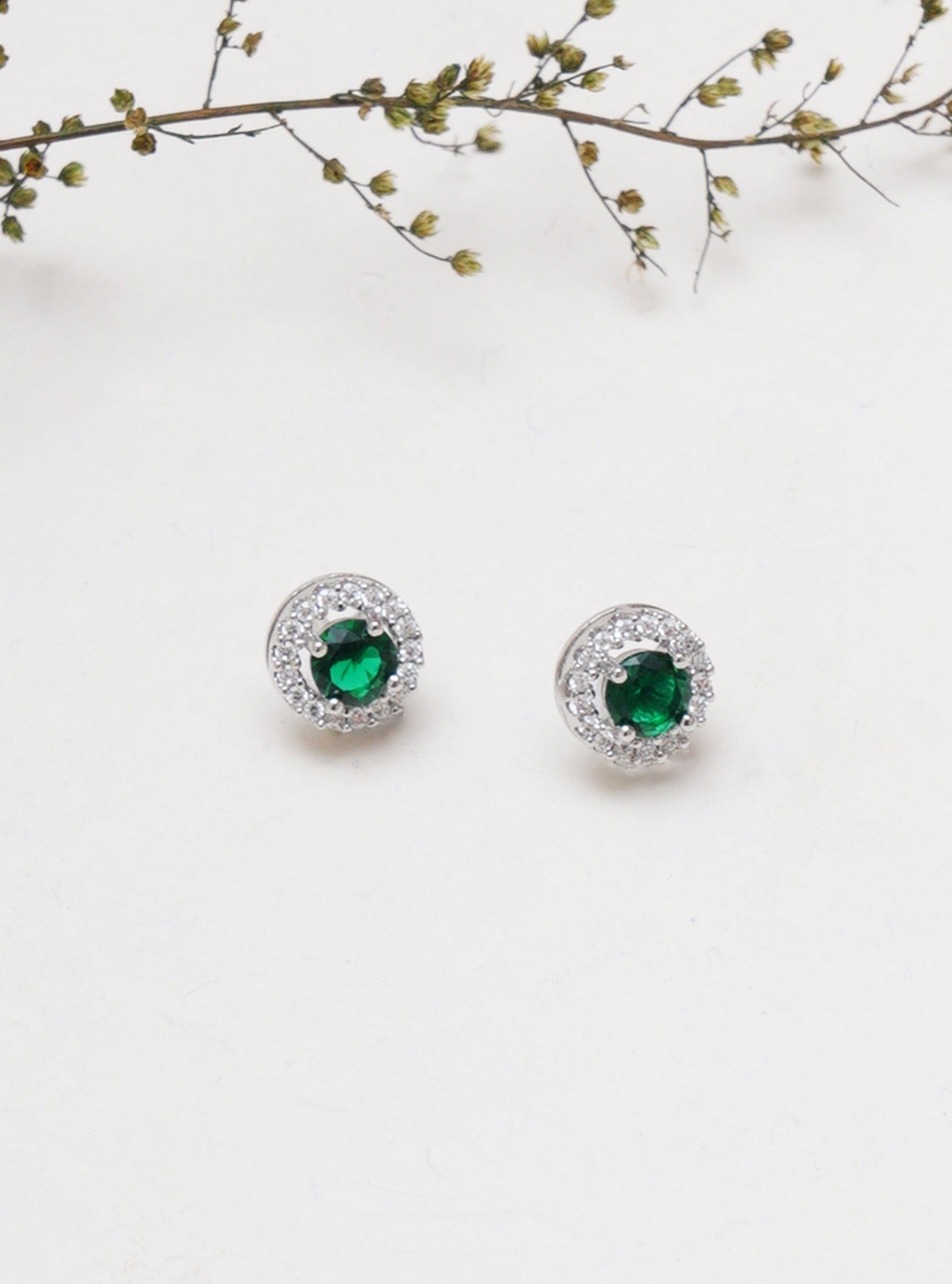 Klissaa earrings Emerald CZ Stud Earrings
