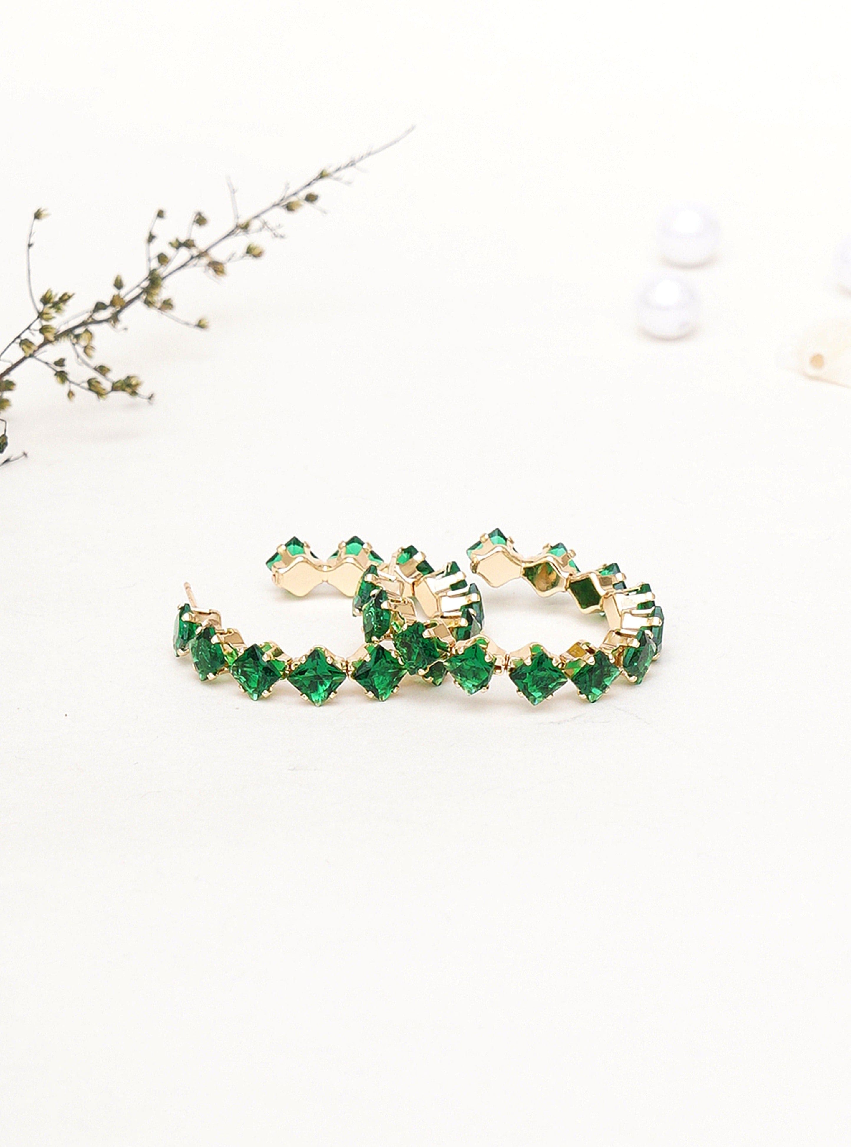 Klissaa earrings Emerald Large Hoop Earrings