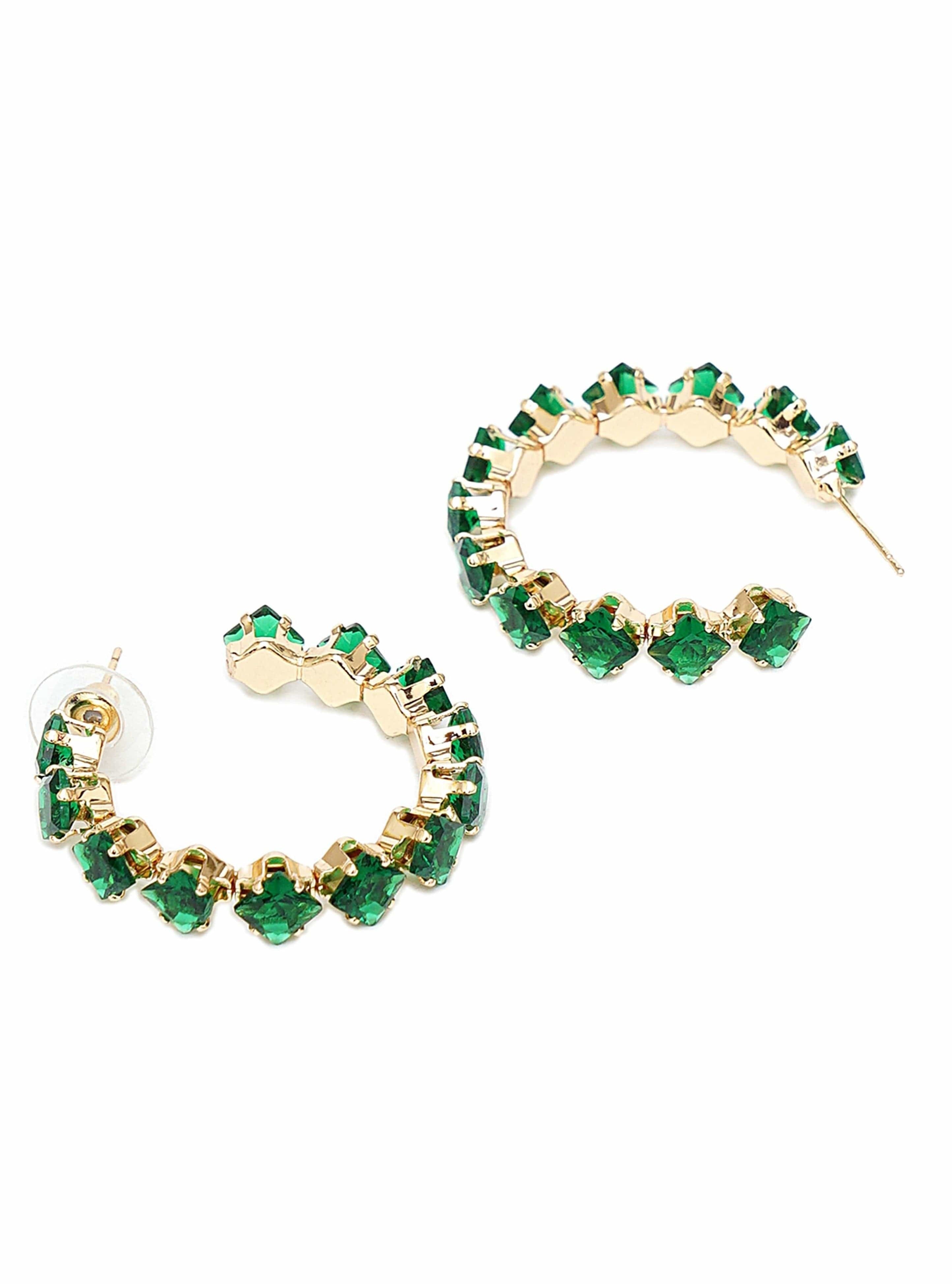 Large emerald clearance hoop earrings